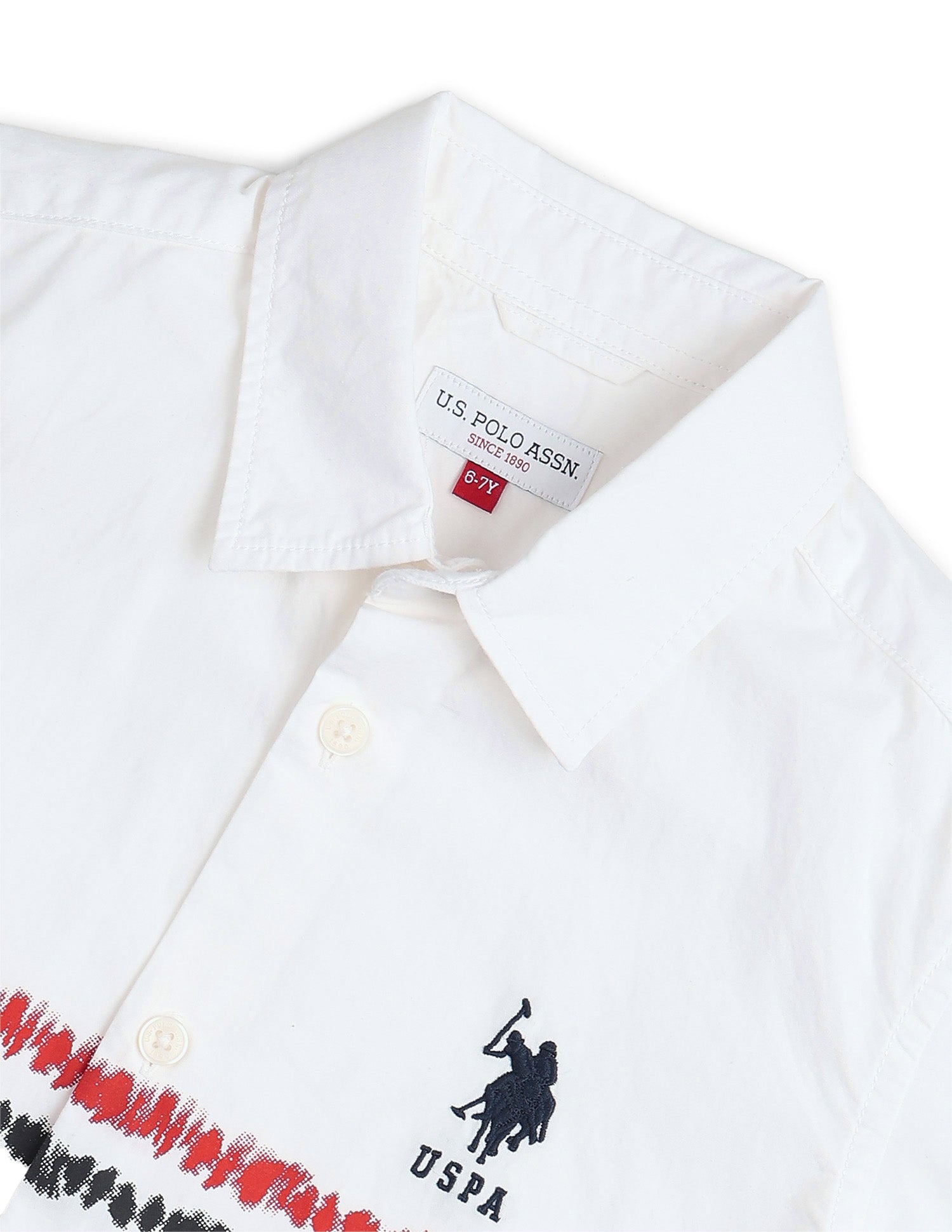 Boys Abstract Printed Regular Fit Shirt White - U.S. POLO ASSN. | Large