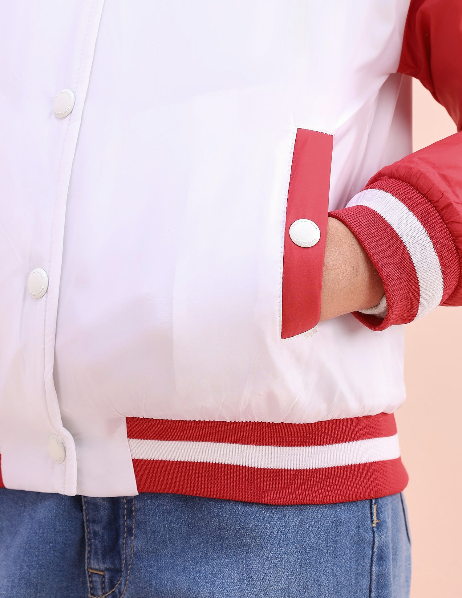 Colourblocked Regular Fit Varsity Jacket White - U.S. POLO ASSN. | Large