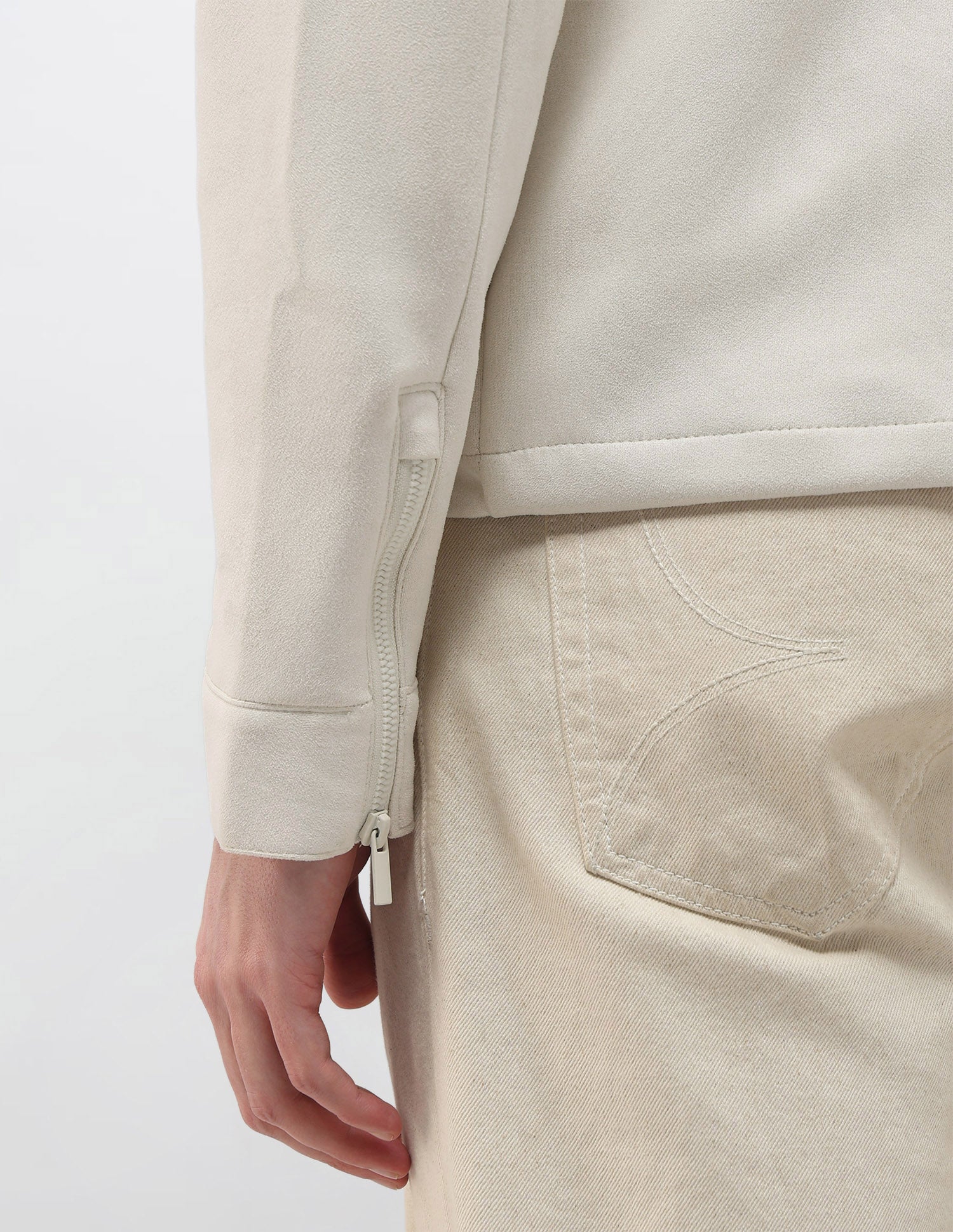 Solid Regular Fit Biker Jacket Ivory - U.S. Polo Assn. India | Large