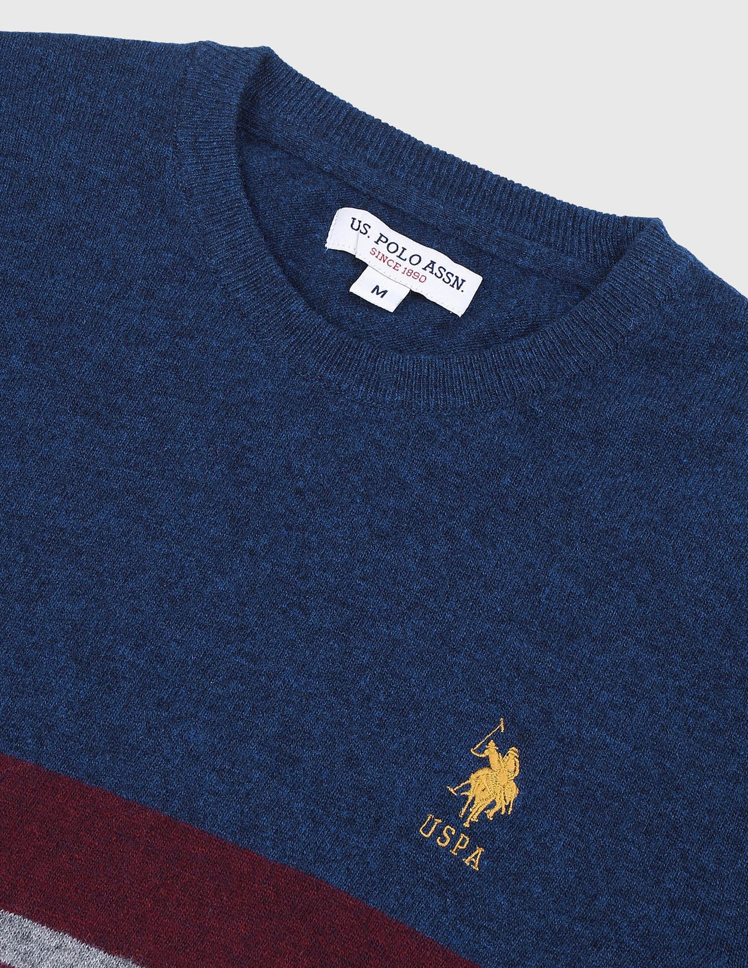 Horizontal Striped Regular Fit Sweater Dark Blue - U.S. Polo Assn. India | Large