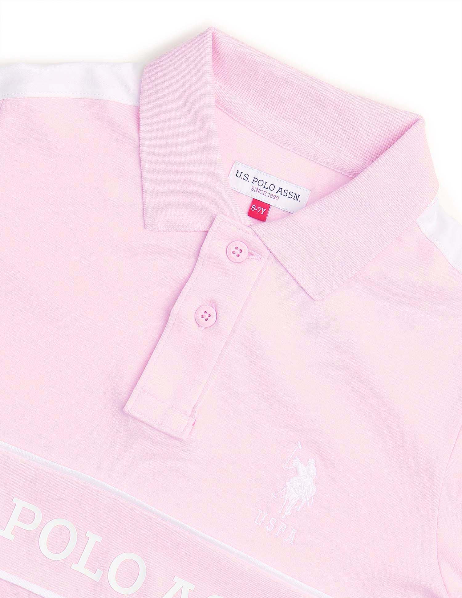 Boys Brand Printed Regular Fit Polo Shirt Light Pink - U.S. POLO ASSN. | Large