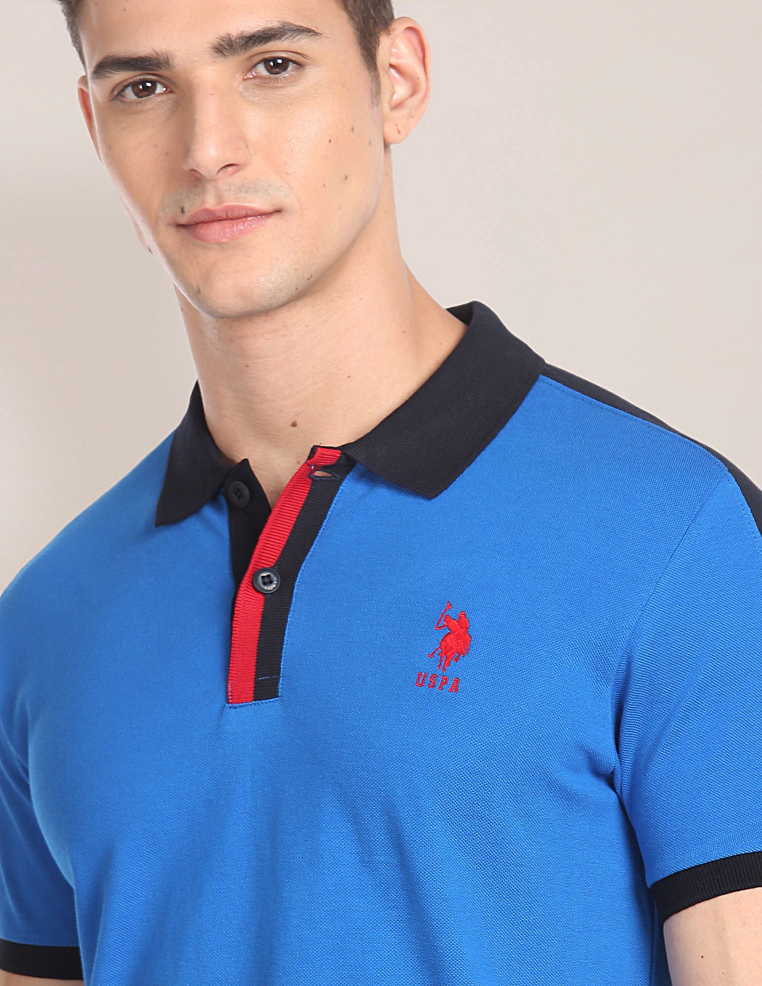 Striped Sleeve Cotton Polo Shirt Blue - U.S. Polo Assn. India | Large