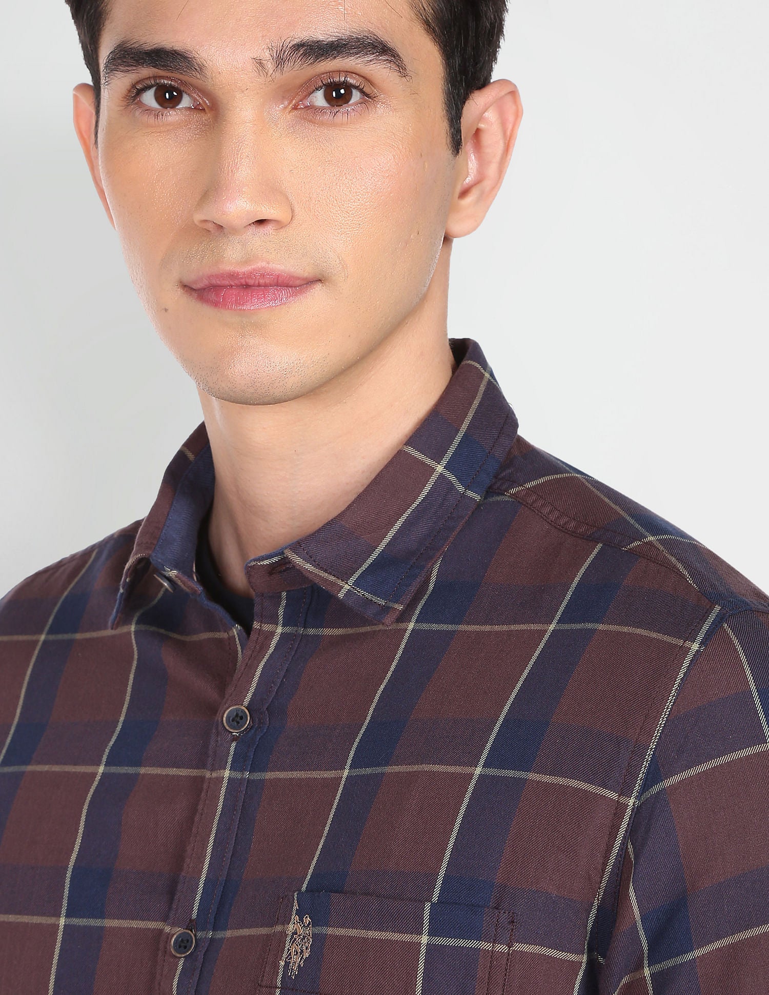 Cotton Plaid Check Twill Casual Shirt Rust - U.S. Polo Assn. India | Large