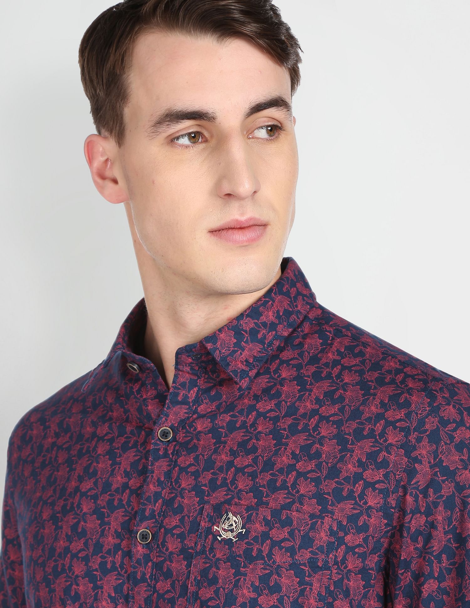 Pure Cotton Floral Print Casual Shirt Navy - U.S. Polo Assn. India | Large