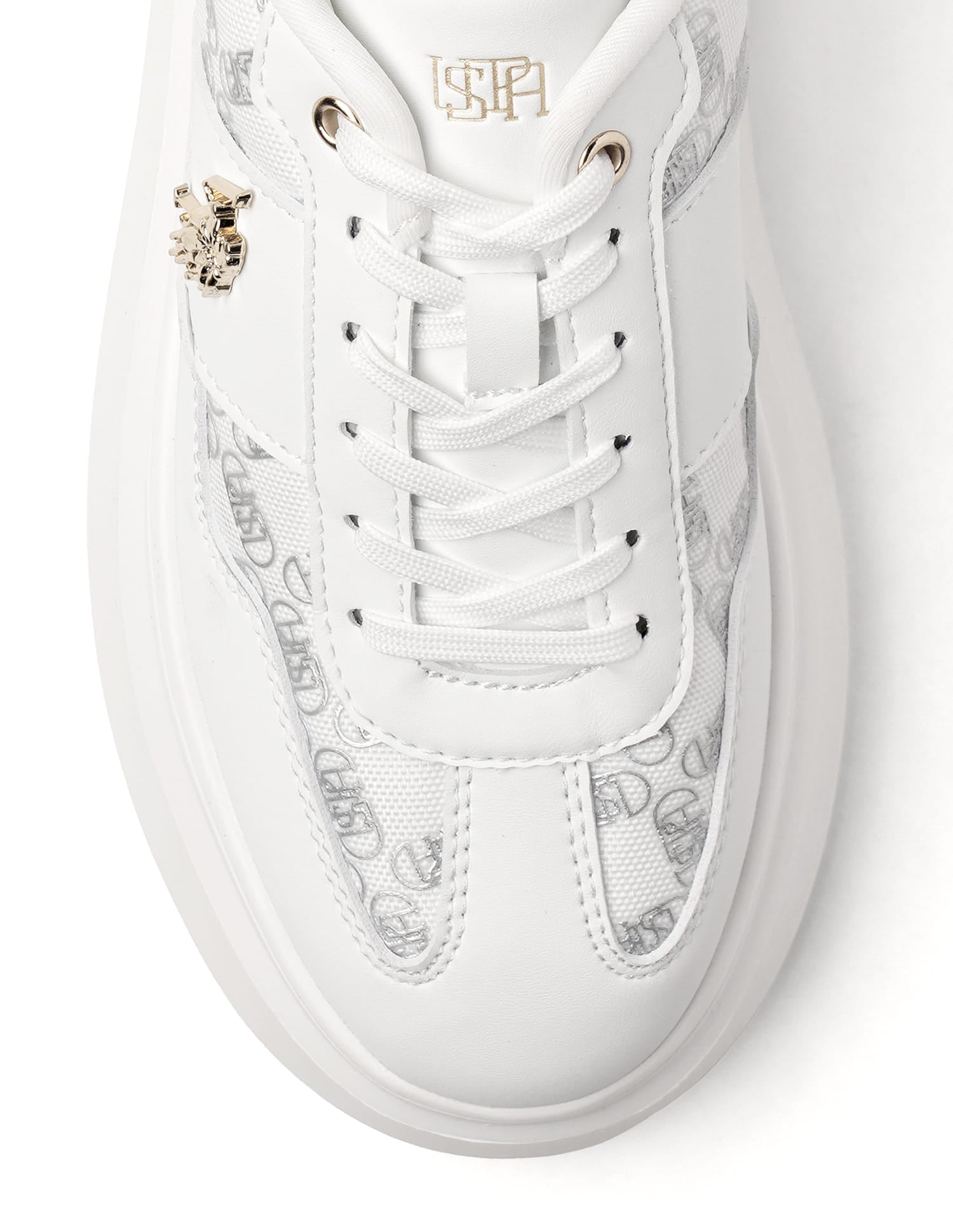 Marlene White Monogram Print Sneaker Shoes White - U.S. Polo Assn. India | Large