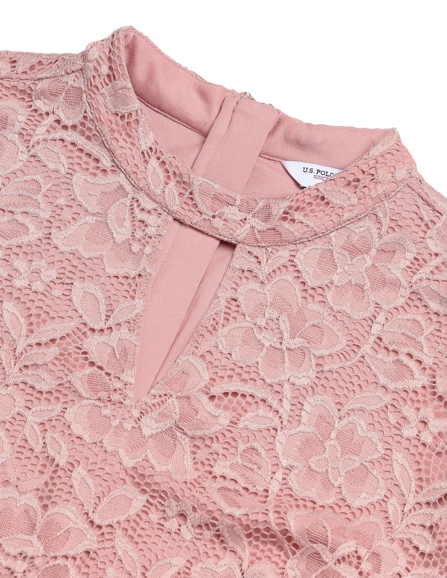 Floral Lace Mini Sheath Dress Pink - U.S. POLO ASSN. | Large