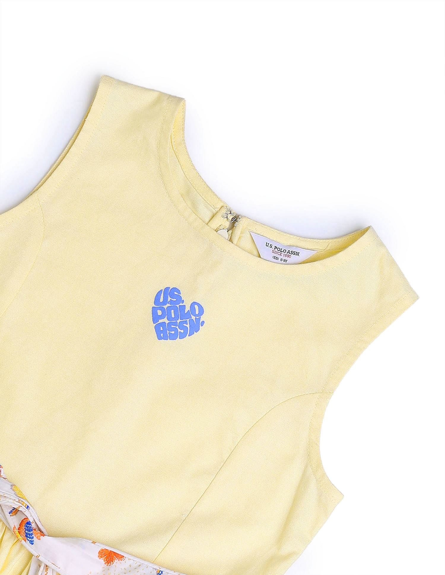 Girls Belted Fit And Flare Dress Yellow - U.S. POLO ASSN. | Large