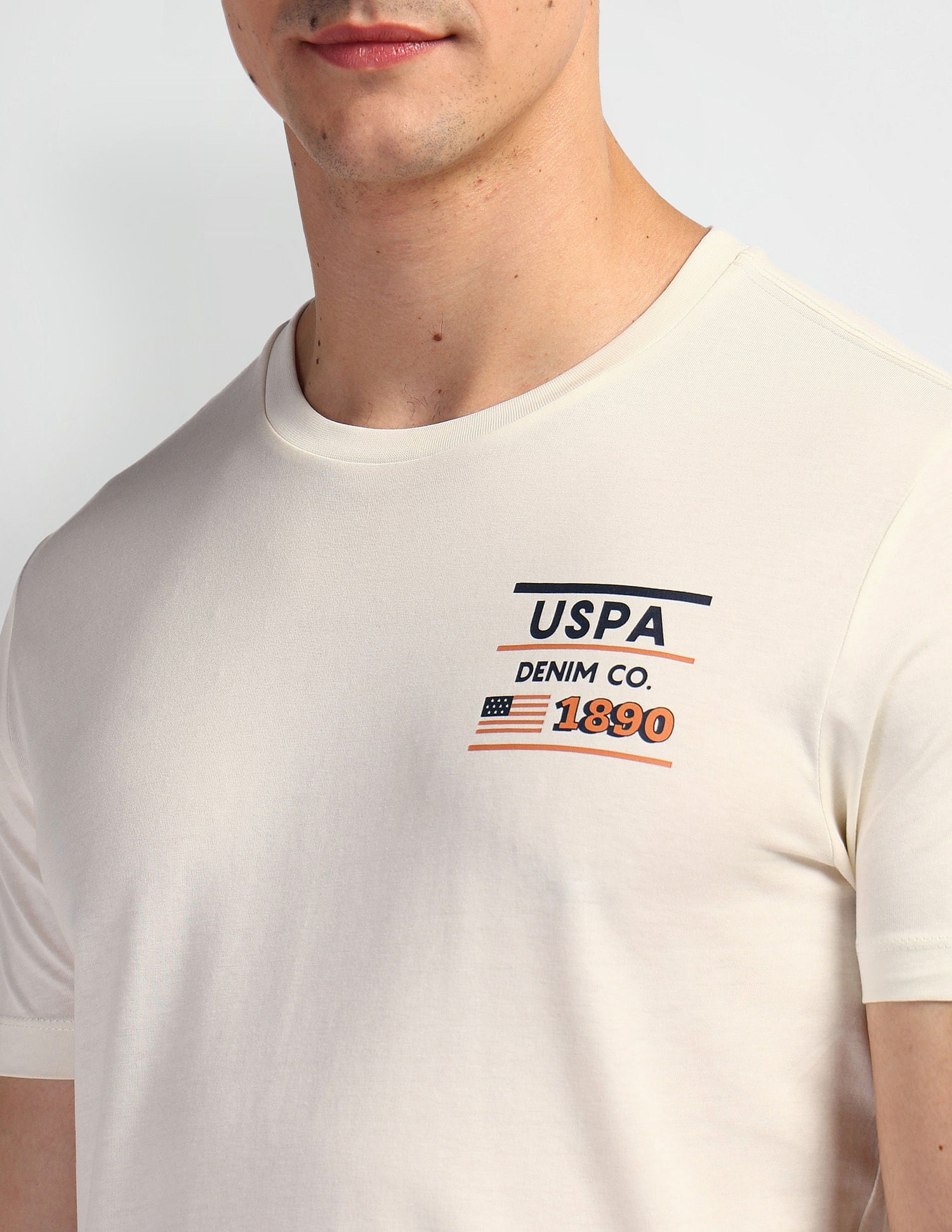 Brand Print Muscle Fit T-Shirt White - U.S. Polo Assn. India | Large