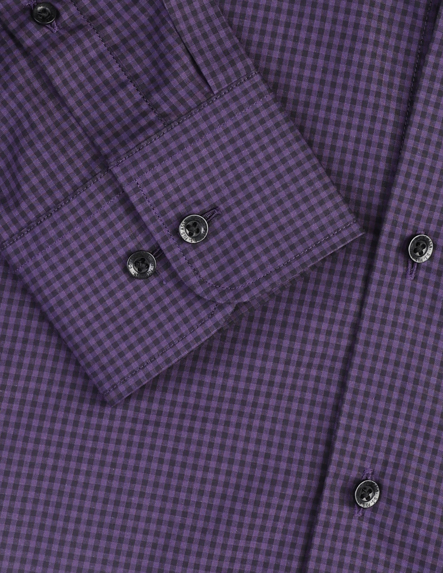 Gingham Checked Poplin Shirt Dark Purple - U.S. Polo Assn. India | Large