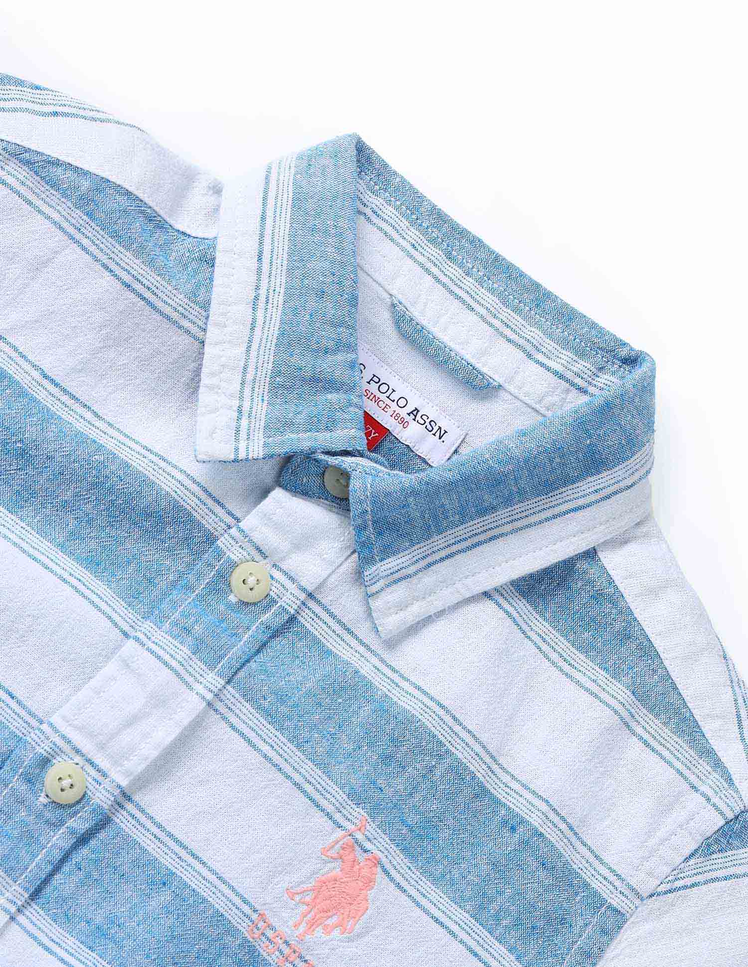 UKSHT1432 AQUA Boys Shirt Aqua - U.S. POLO ASSN. | Large