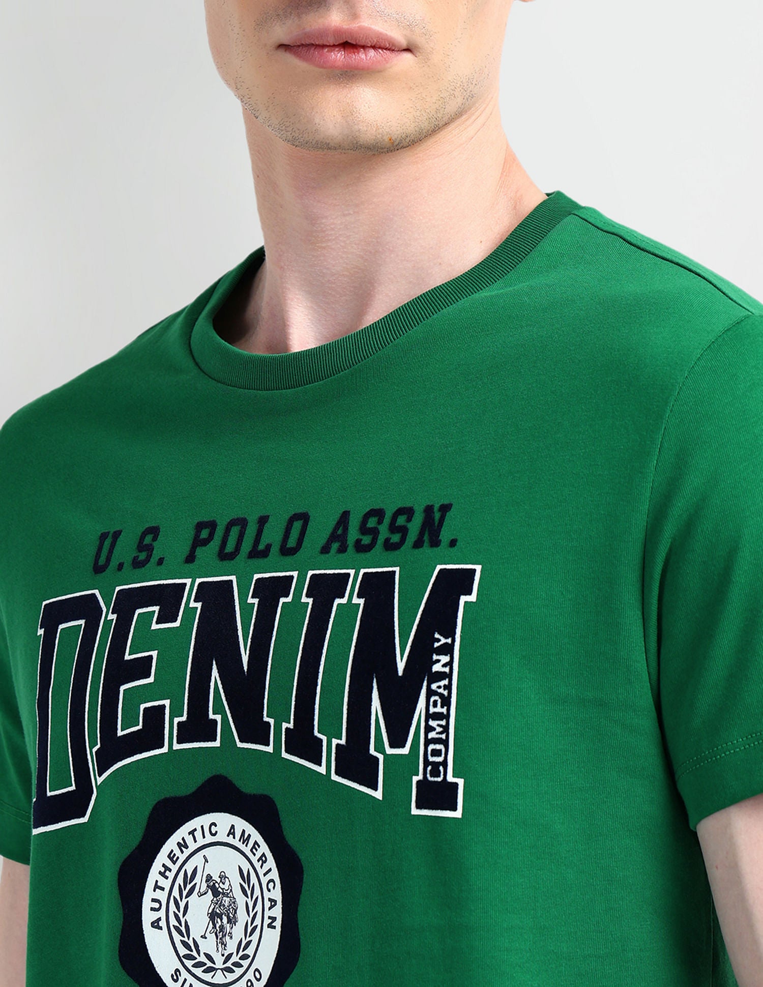 Brand Printed Cotton T-Shirt Green - U.S. POLO ASSN. | Large