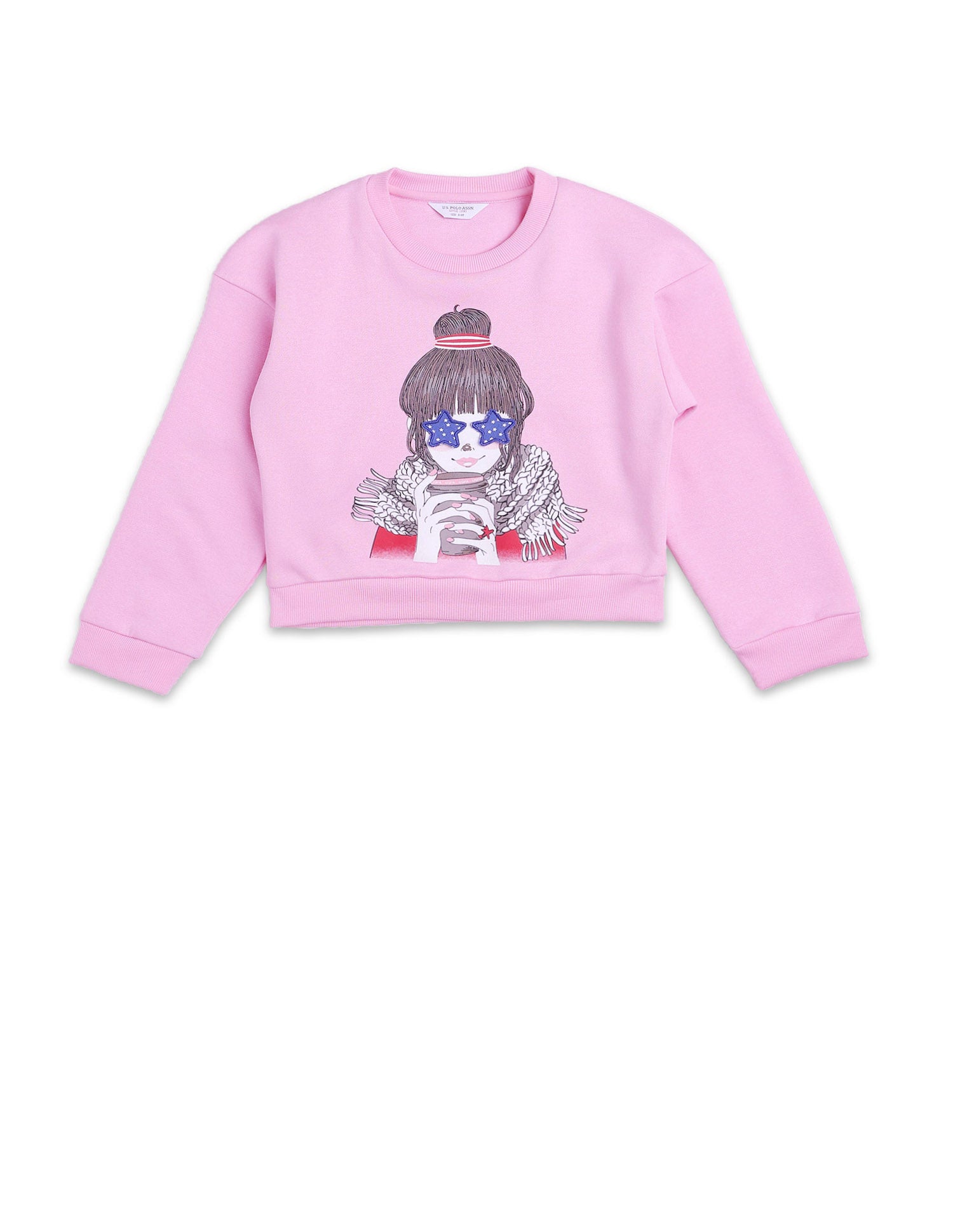 Graphic Printed Regular Fit Sweatshirt Pink - U.S. POLO ASSN. | Large