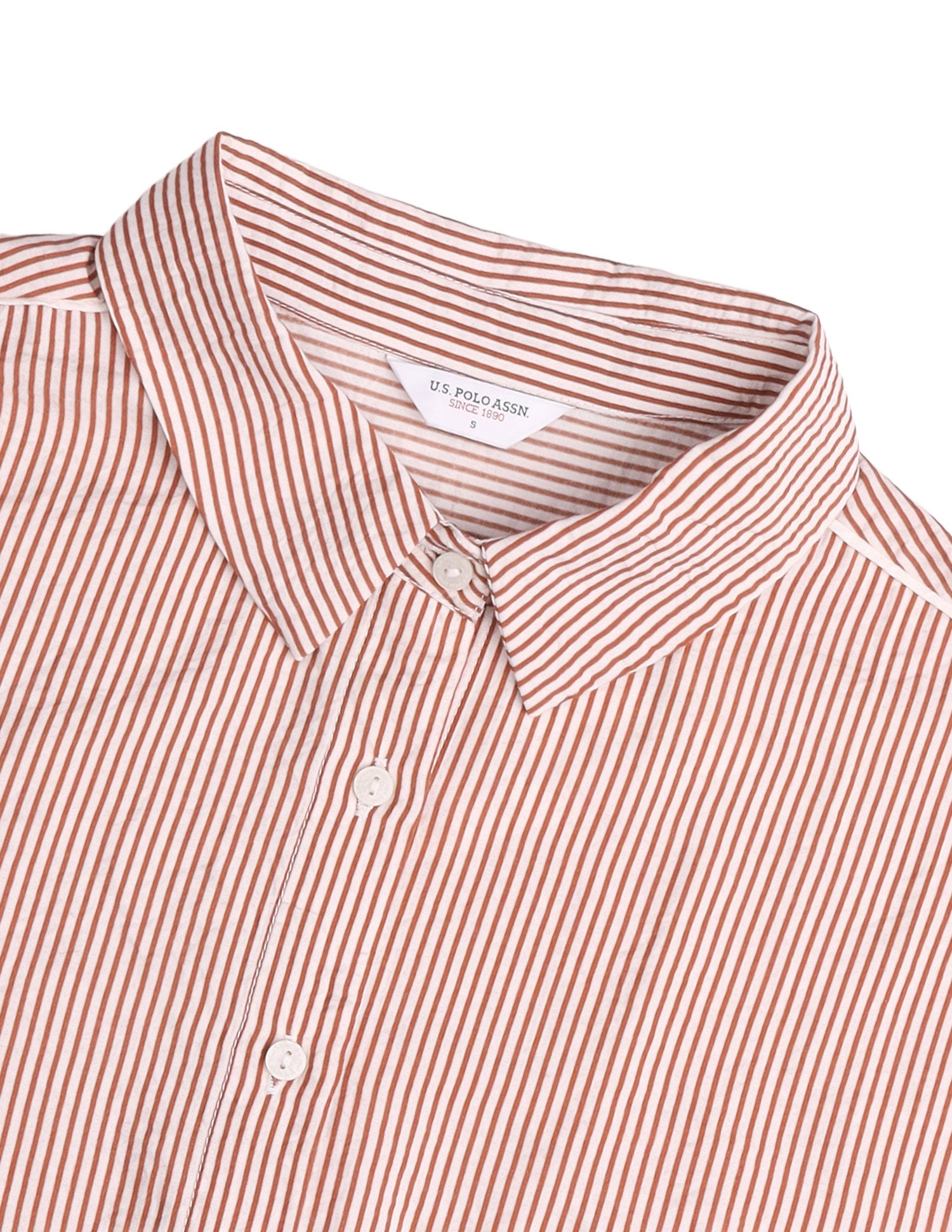 Vertical Striped Oversized Fit Shirt Light Brown - U.S. Polo Assn. India | Large