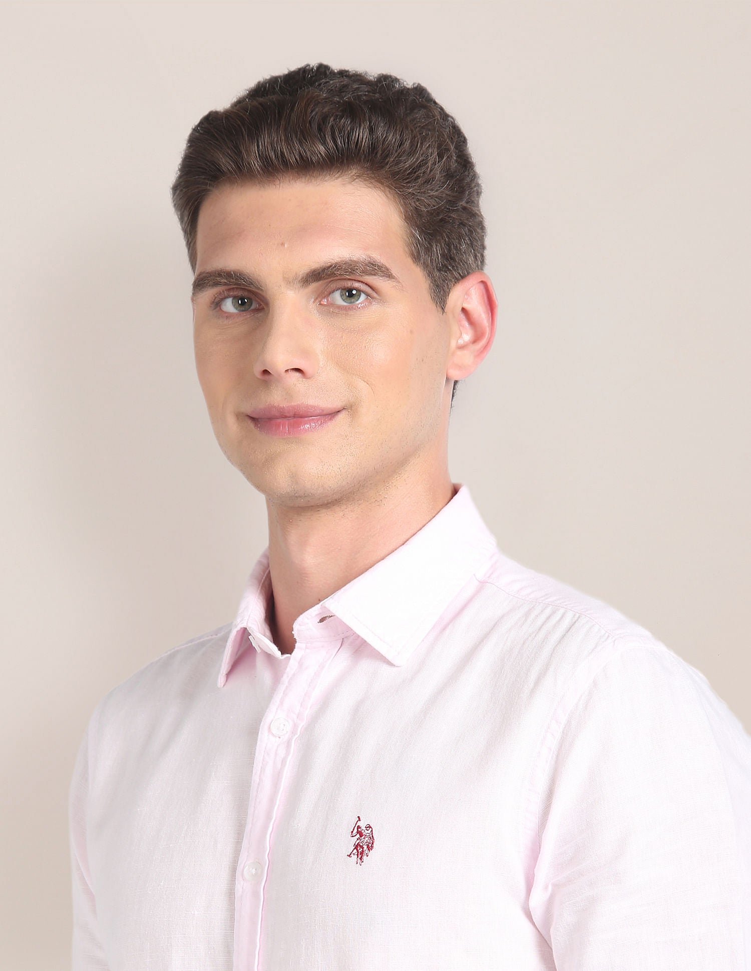 Linen Tailored Fit Shirt Pink - U.S. POLO ASSN. | Large