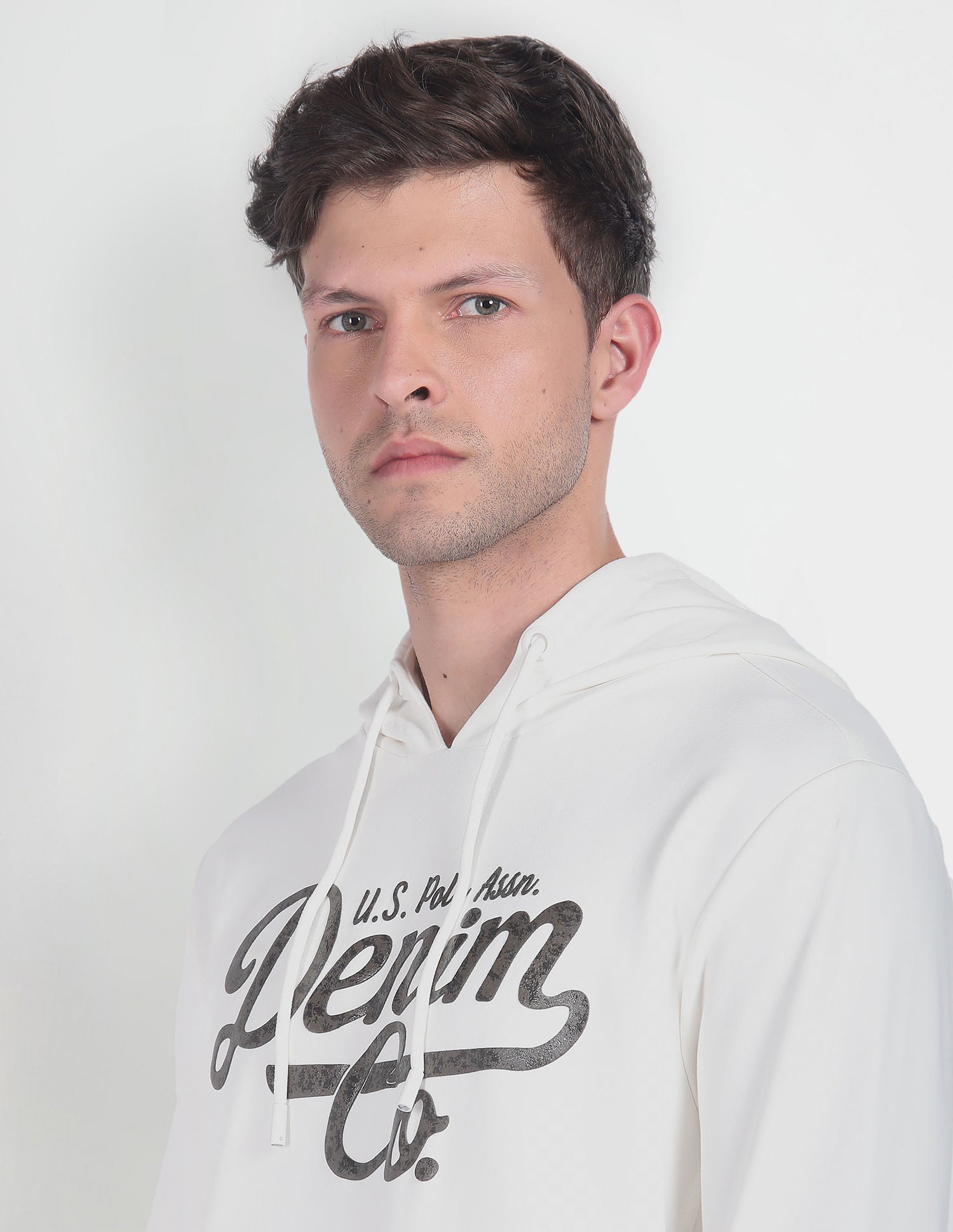 Brand Print Hooded Sweatshirt White - U.S. POLO ASSN. | Large