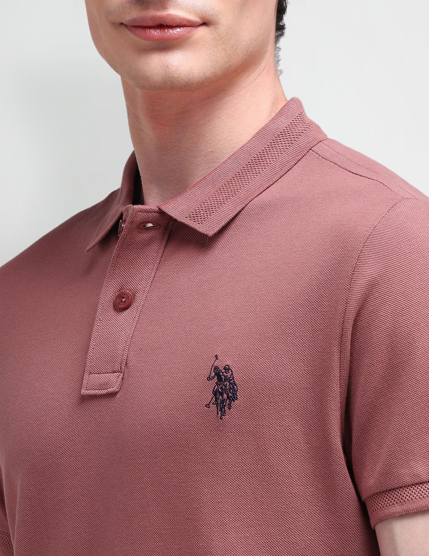 Muscle Fit Solid Polo Shirt Mauve - U.S. Polo Assn. India | Large