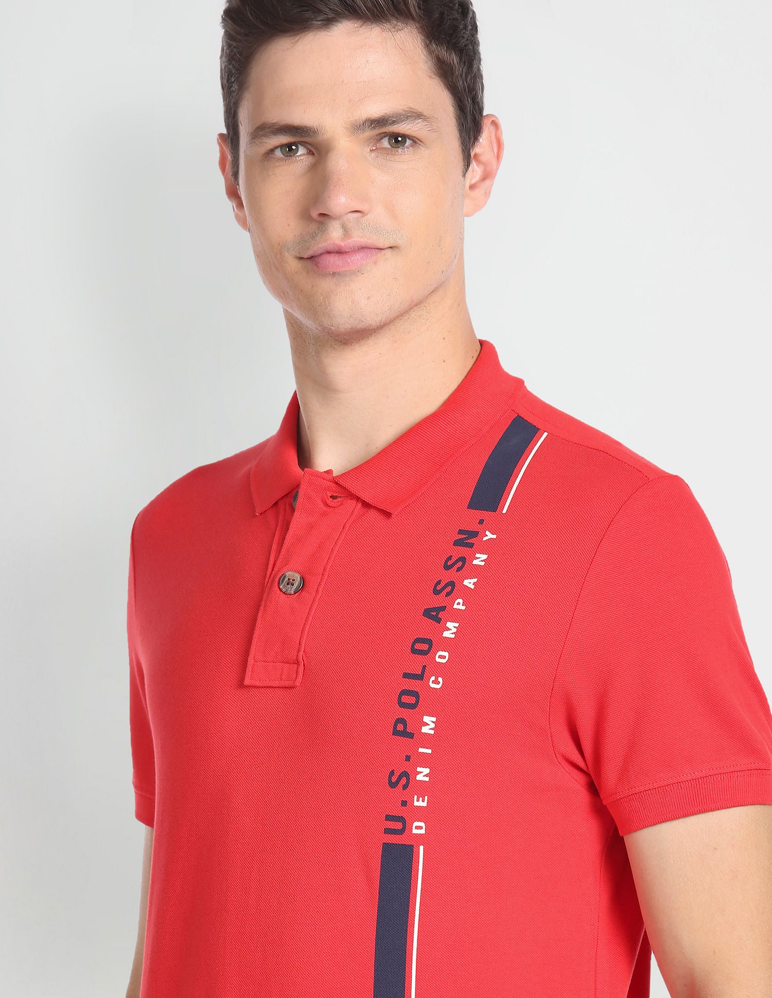 Brand Print Cotton Polo Shirt Red - U.S. Polo Assn. India | Large