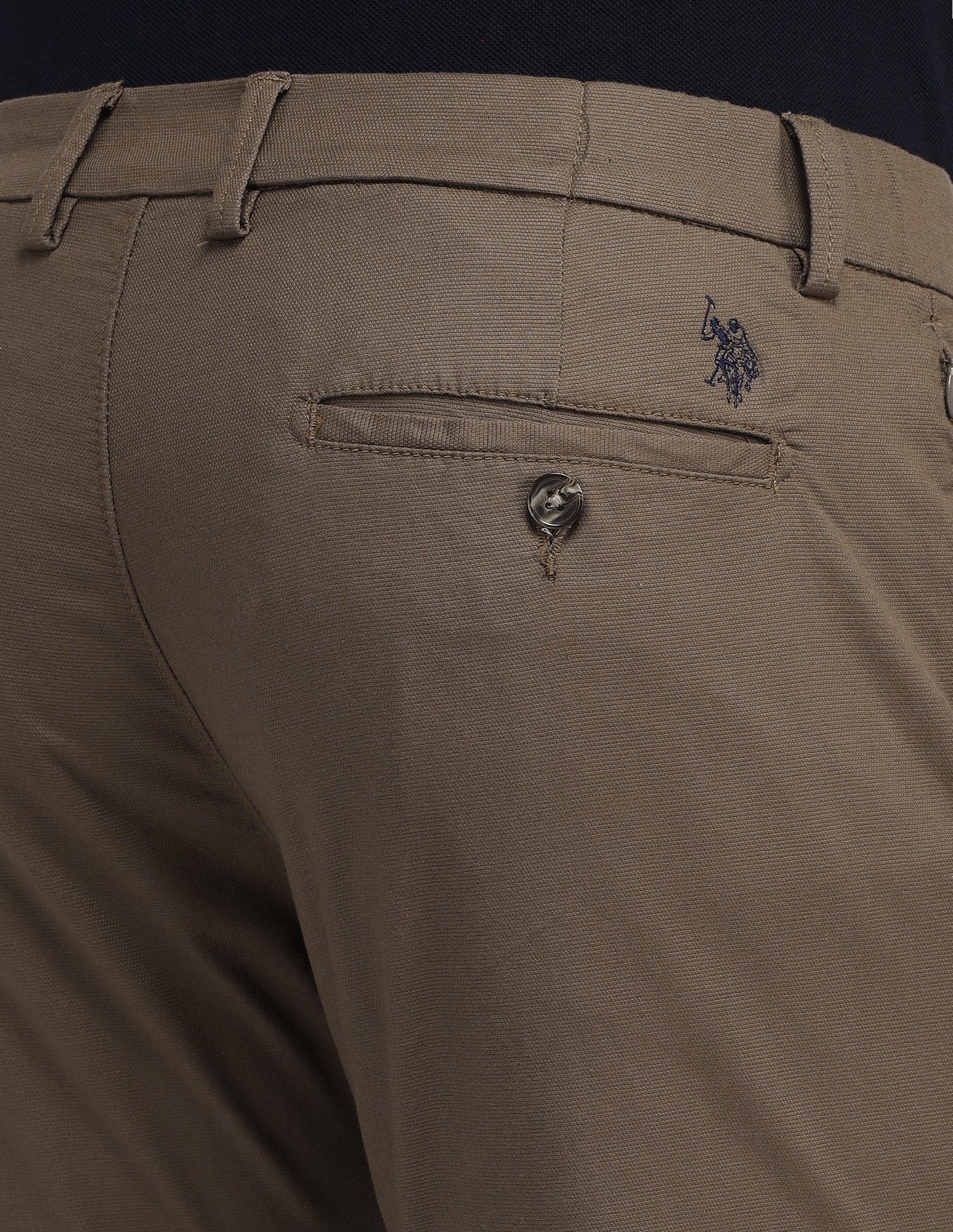 Austin Slim Fit Flat Front Trousers Brown - U.S. Polo Assn. India | Large