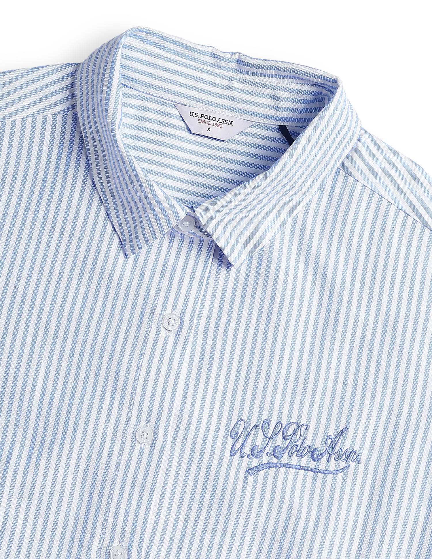 Vertical Striped Regular Fit Shirt Light Blue - U.S. Polo Assn. India | Large