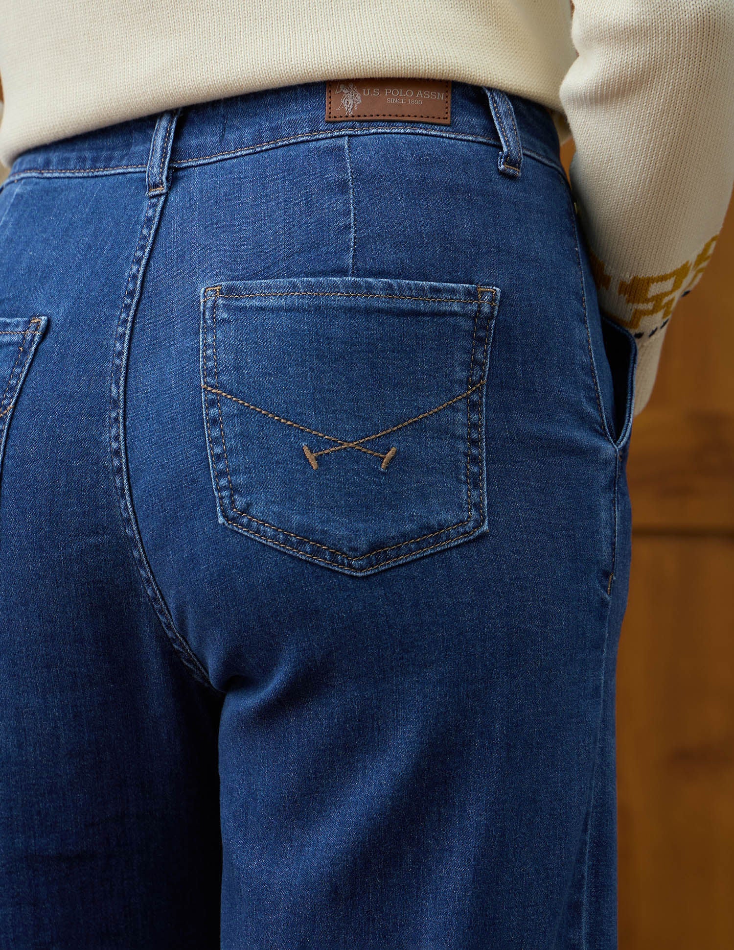 High Rise Wide Leg Fit Jeans Blue - U.S. POLO ASSN. | Large