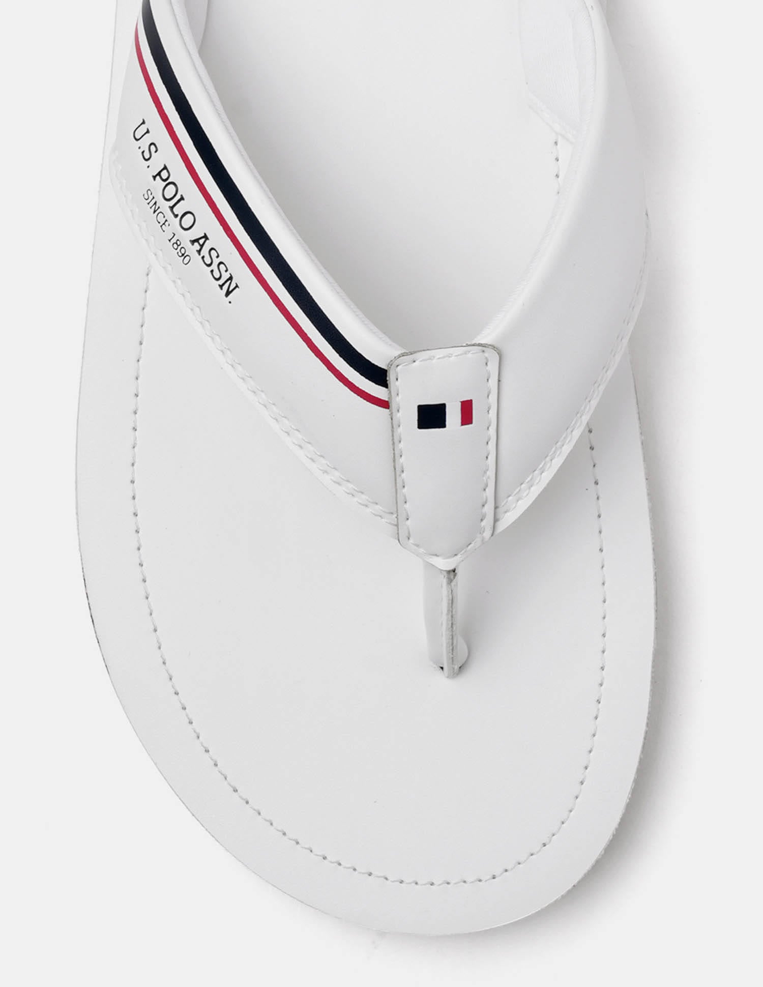 Men Nesta Striped Flip Flops White - U.S. Polo Assn. India | Large