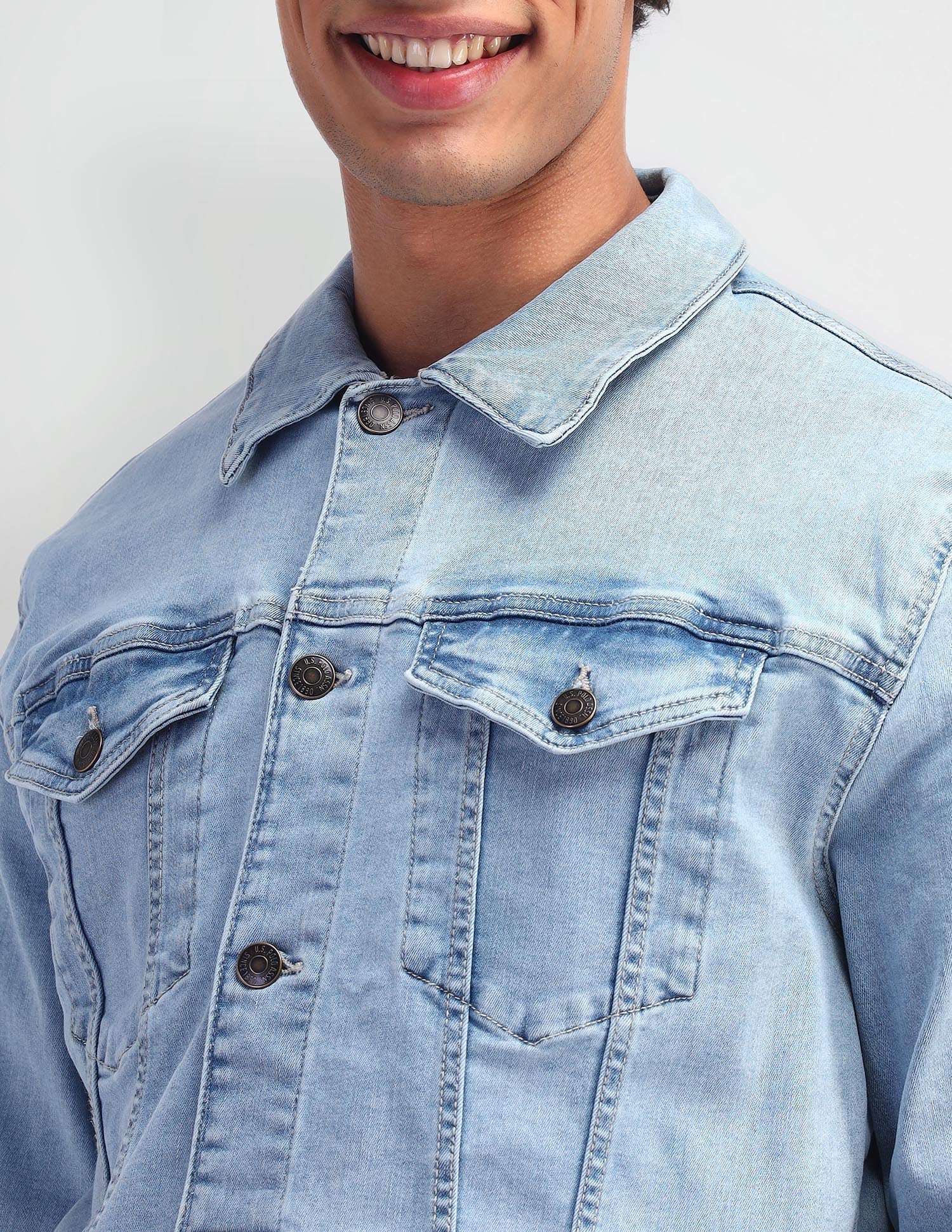 Solid Regular Fit Jacket Blue - U.S. Polo Assn. India | Large