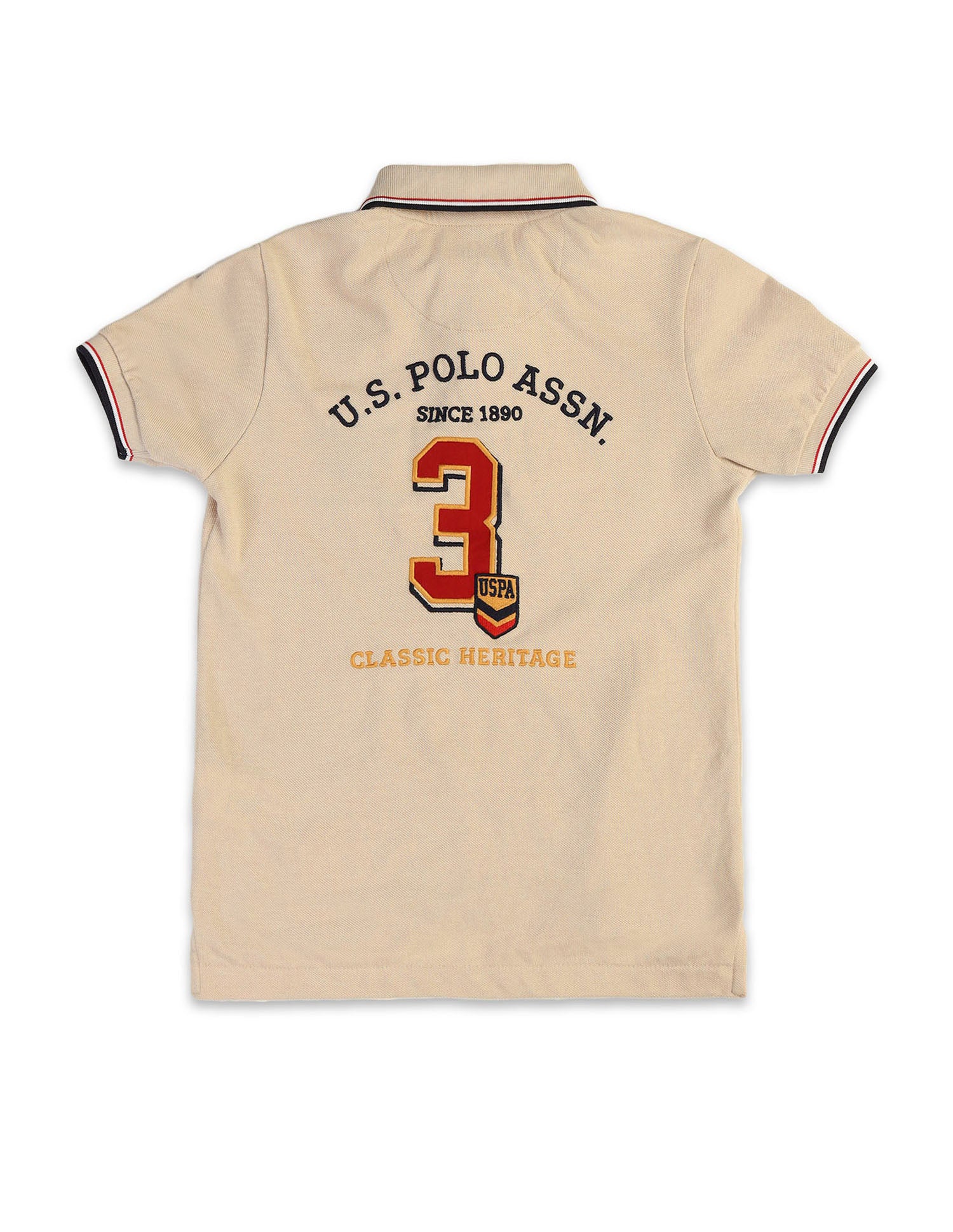 Boys Numeric Brand Embroidered Regular Fit Polo Shirt Beige - U.S. POLO ASSN. | Large