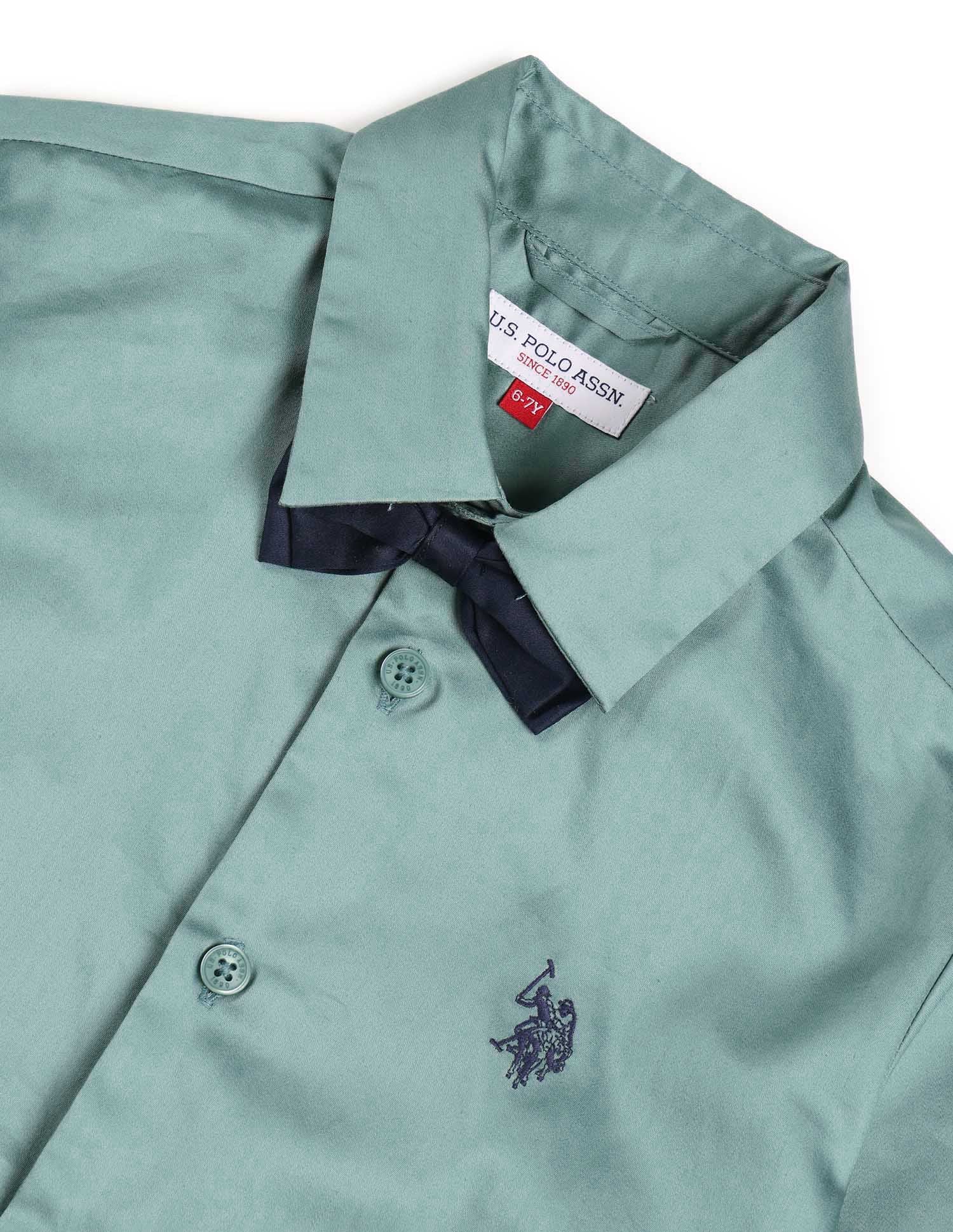 Boys Pure Cotton Regular Fit Shirt Green - U.S. POLO ASSN. | Large