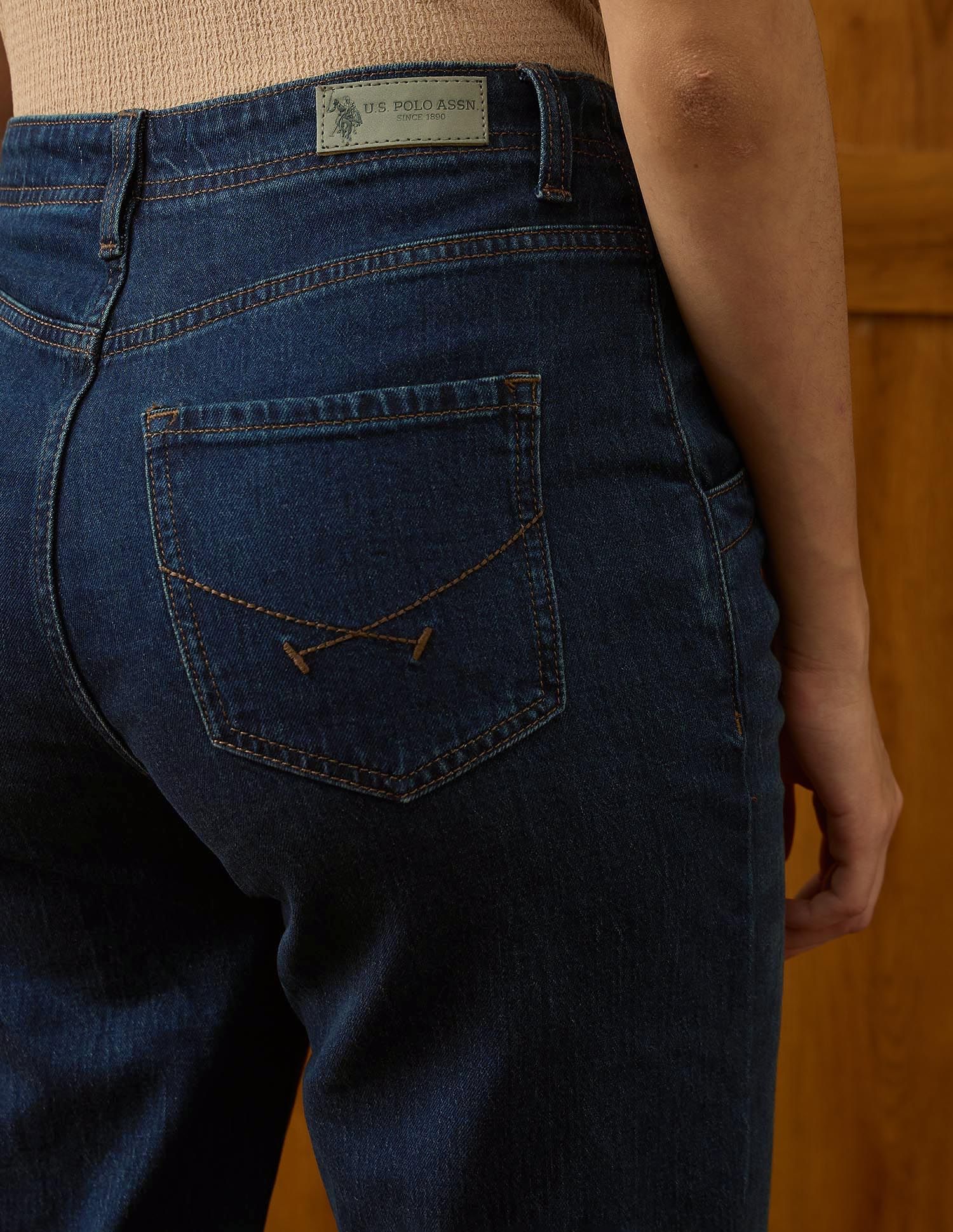 High Rise Straight Fit Jeans Dark Blue - U.S. POLO ASSN. | Large