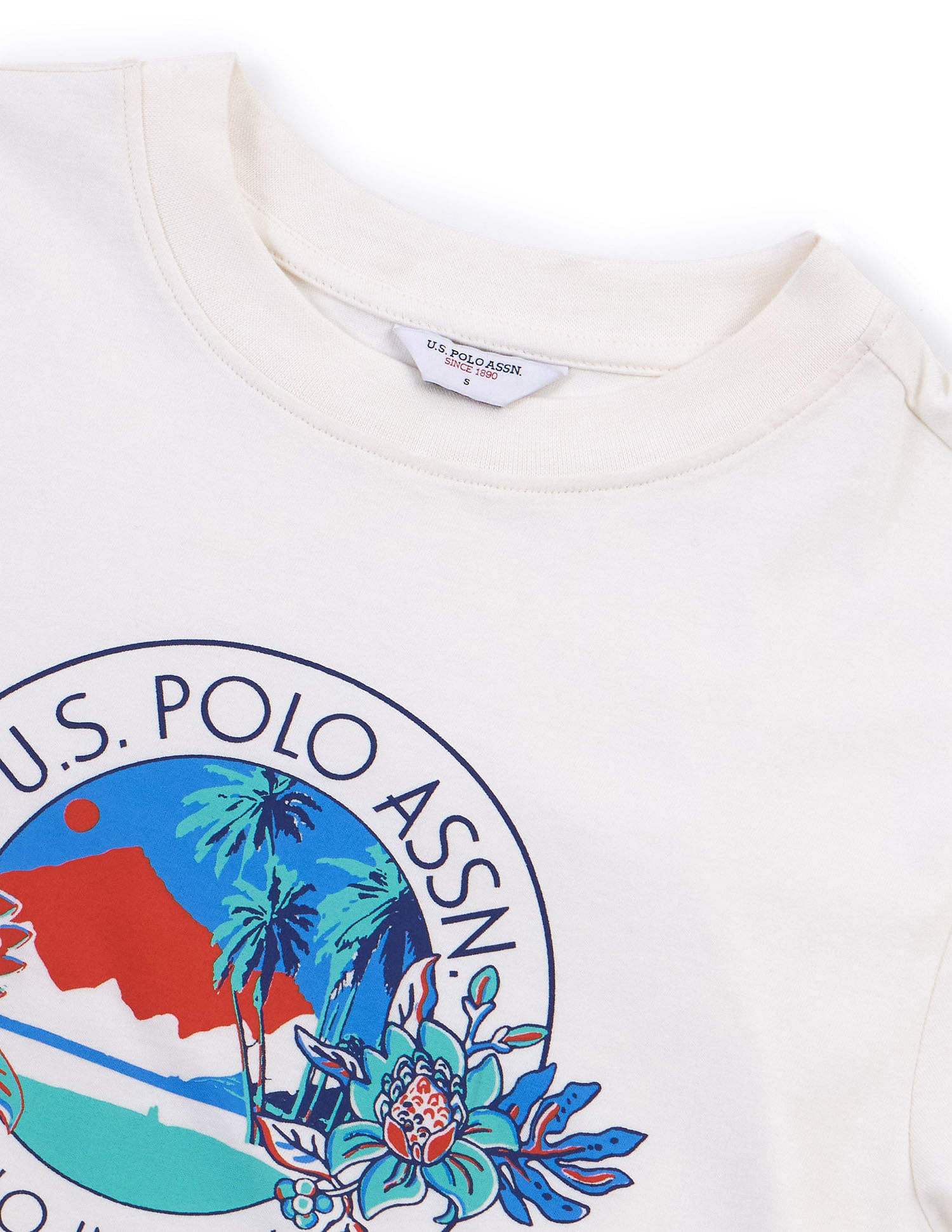 Boxy Fit Brand Printed T-Shirt Off White - U.S. POLO ASSN. | Large