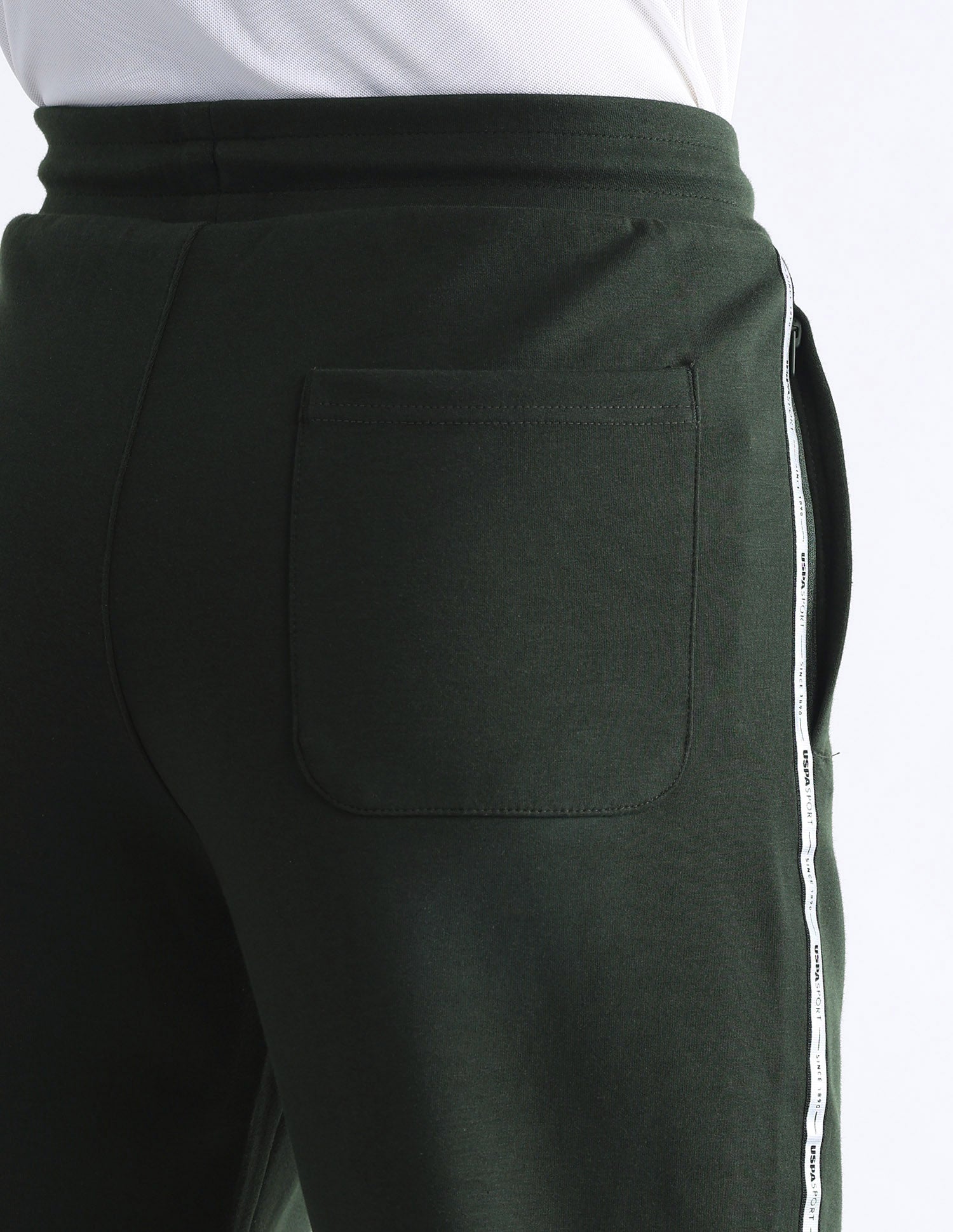 Slim Fit Solid Active Track Pants Olive - U.S. Polo Assn. India | Large