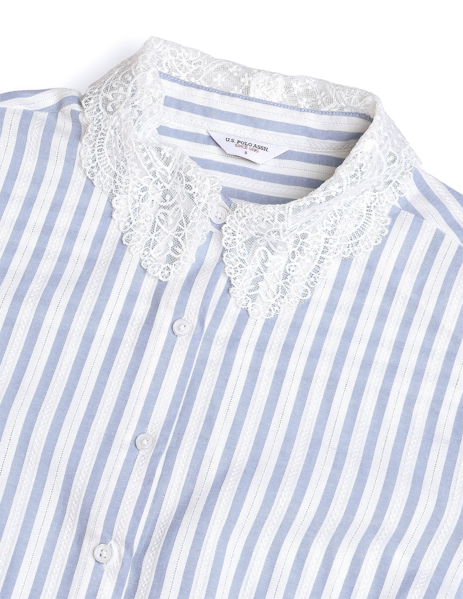 Vertical Striped Textured Shirt Blue - U.S. Polo Assn. India | Large