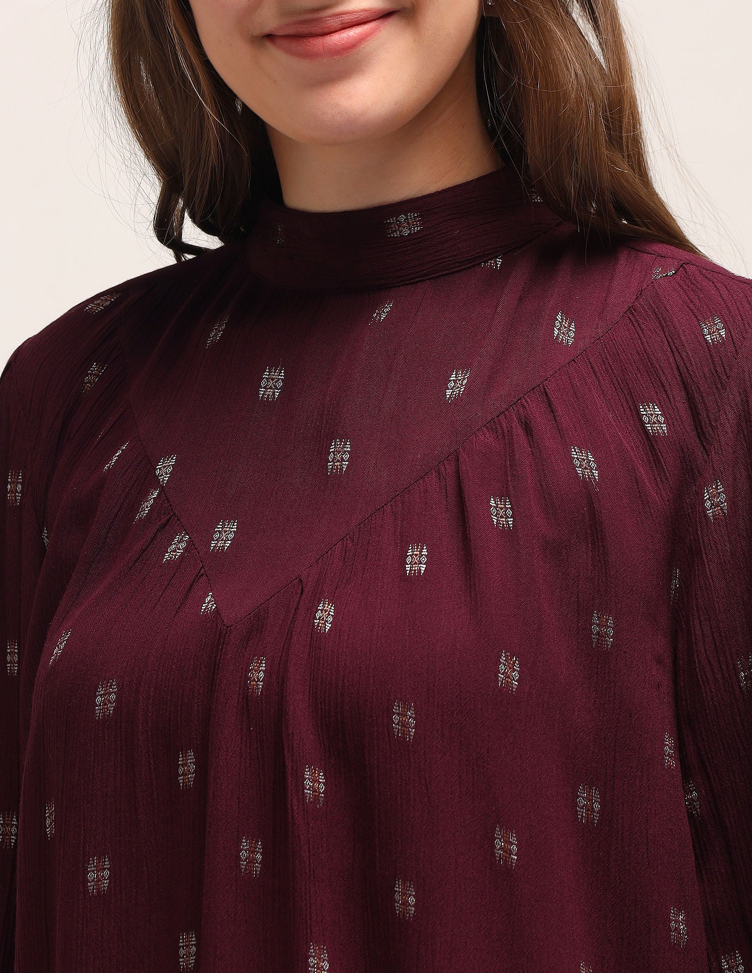 Patterned Weave Regular Fit Top Wine - U.S. POLO ASSN. | Large