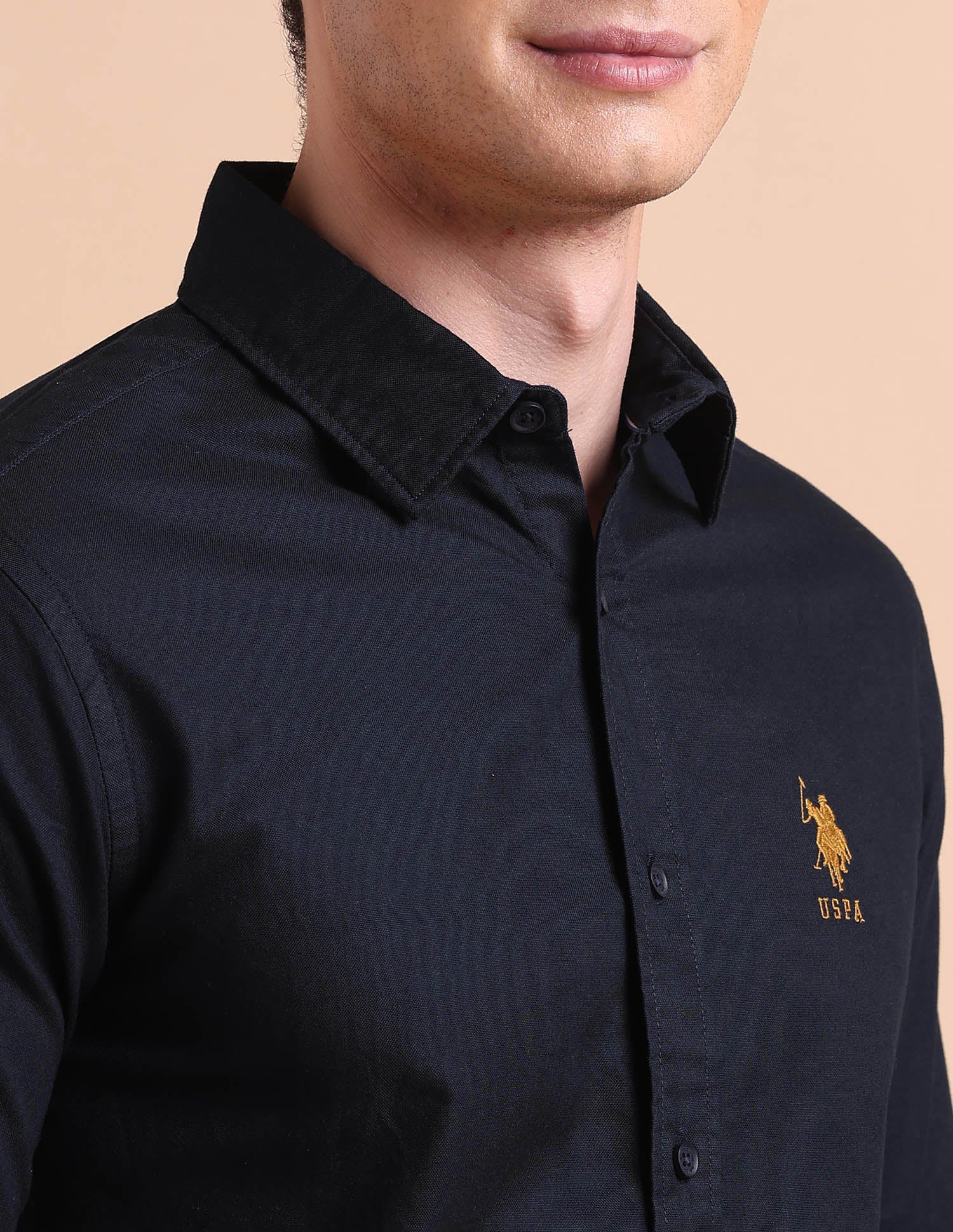 Pure Cotton Tailored Fit Oxford Shirt Navy - U.S. POLO ASSN. | Large