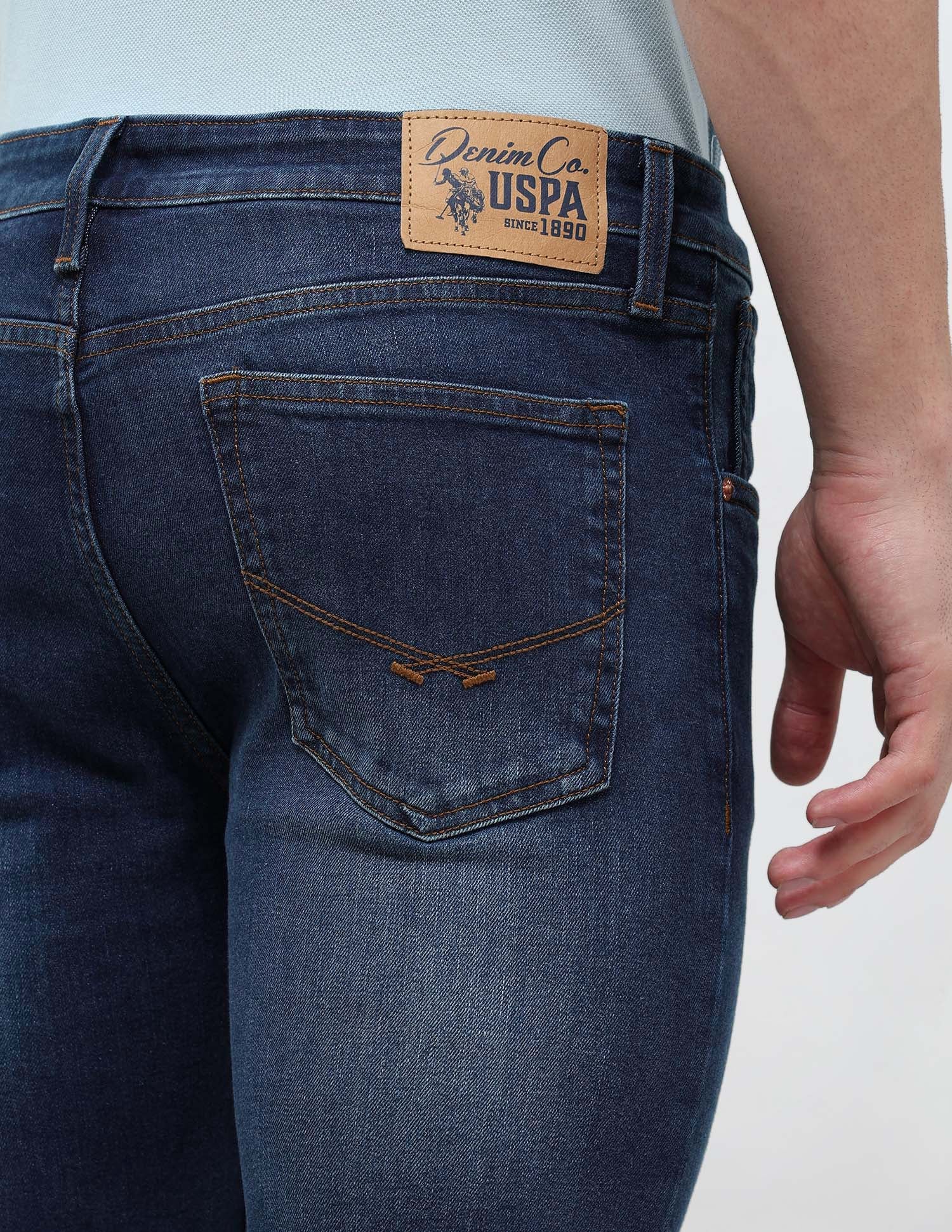 Regallo Skinny Fit Mid Rise Jeans Med Blue - U.S. POLO ASSN. | Large