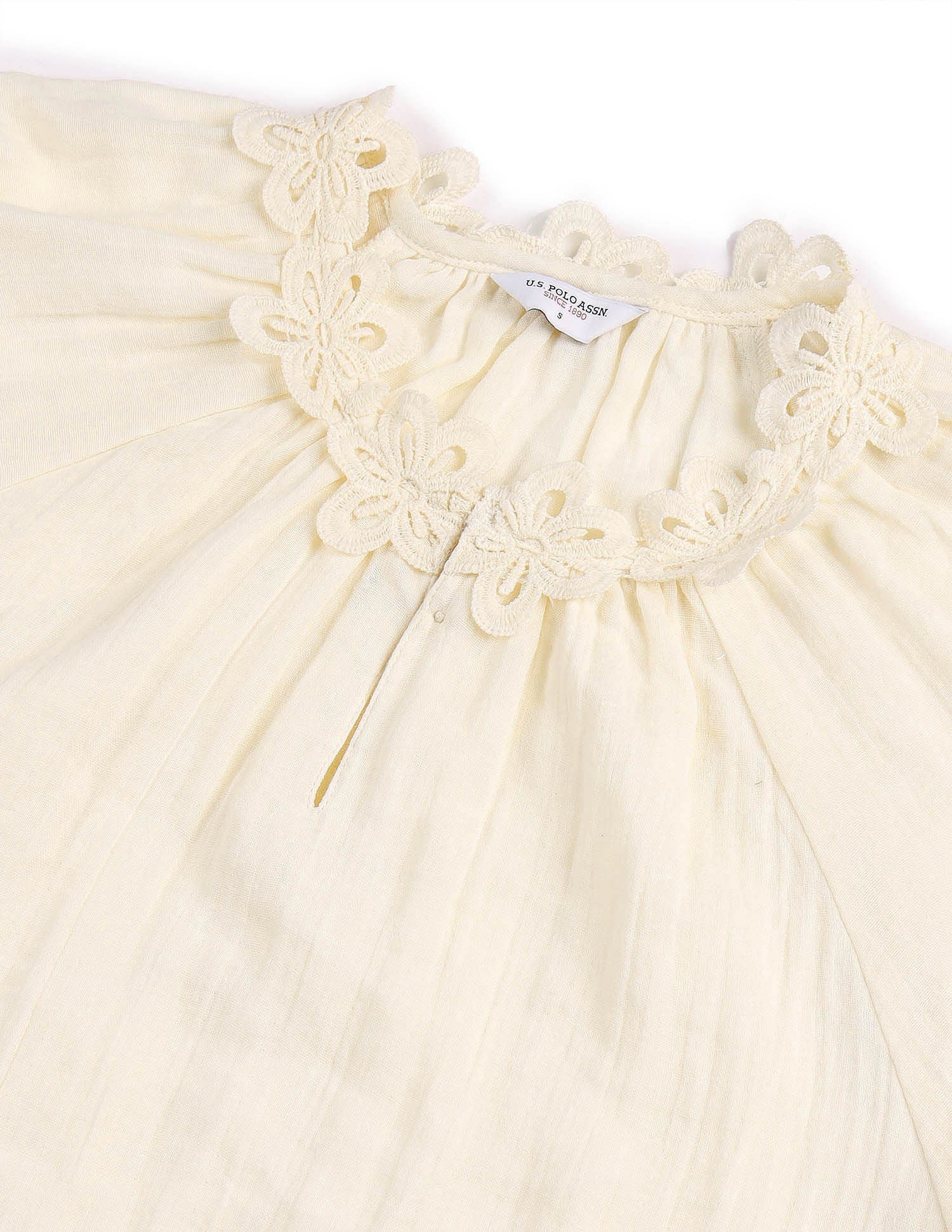 Solid Lace Deatil Top Ecru - U.S. POLO ASSN. | Large