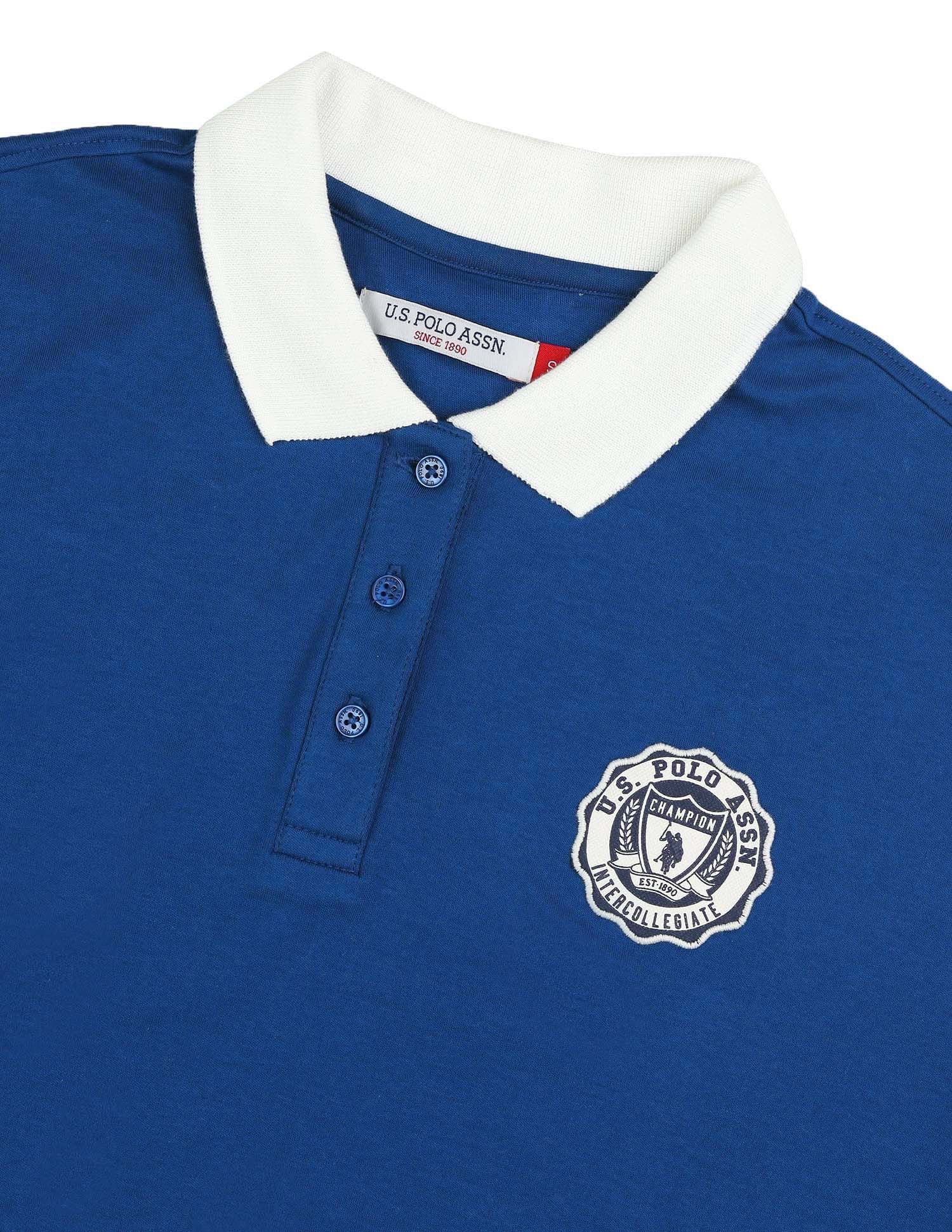 Oversized Fit Solid Polo Shirt Blue - U.S. POLO ASSN. | Large