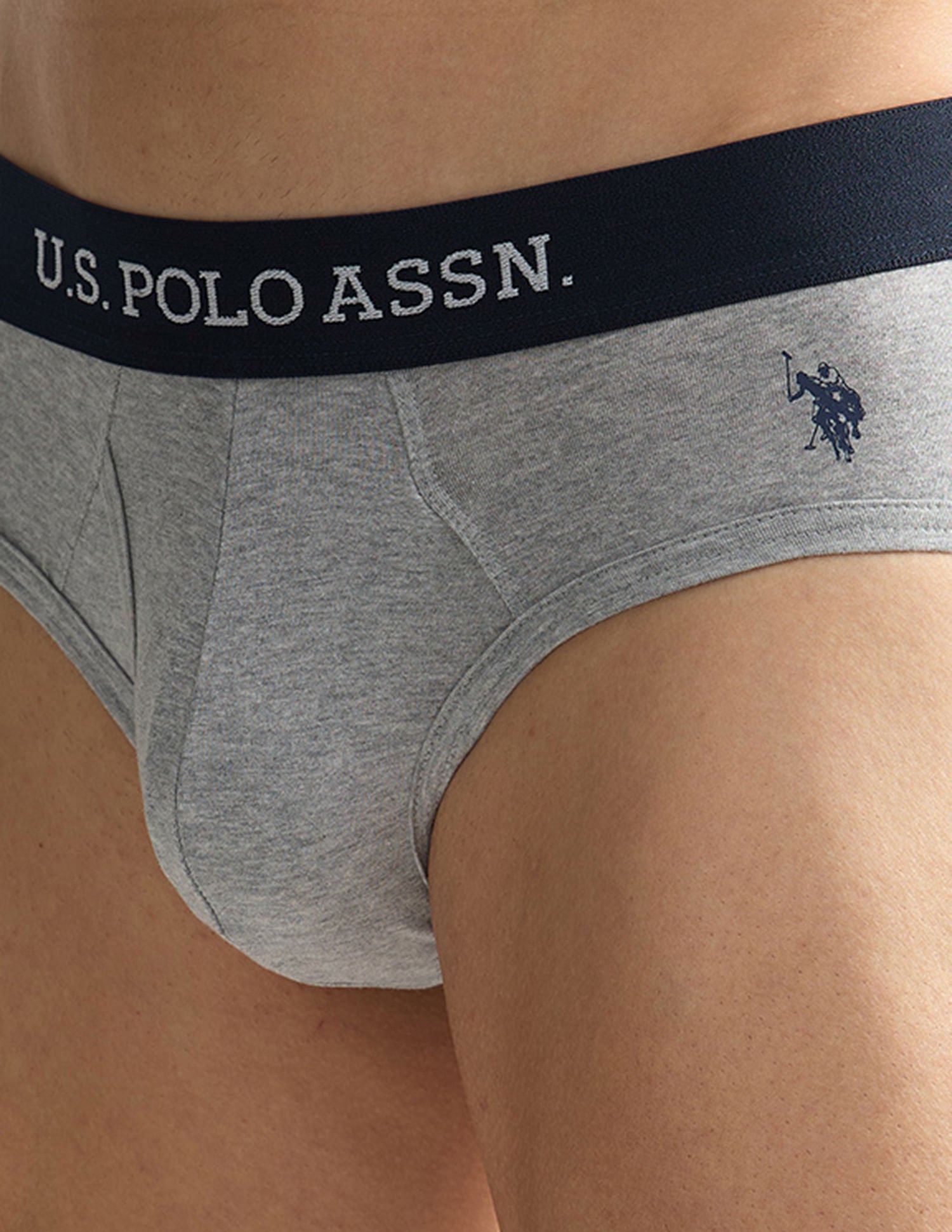 Elasticized Waist OEB11 Briefs - Pack Of 2 Black and Grey Melange - U.S. POLO ASSN. | Large