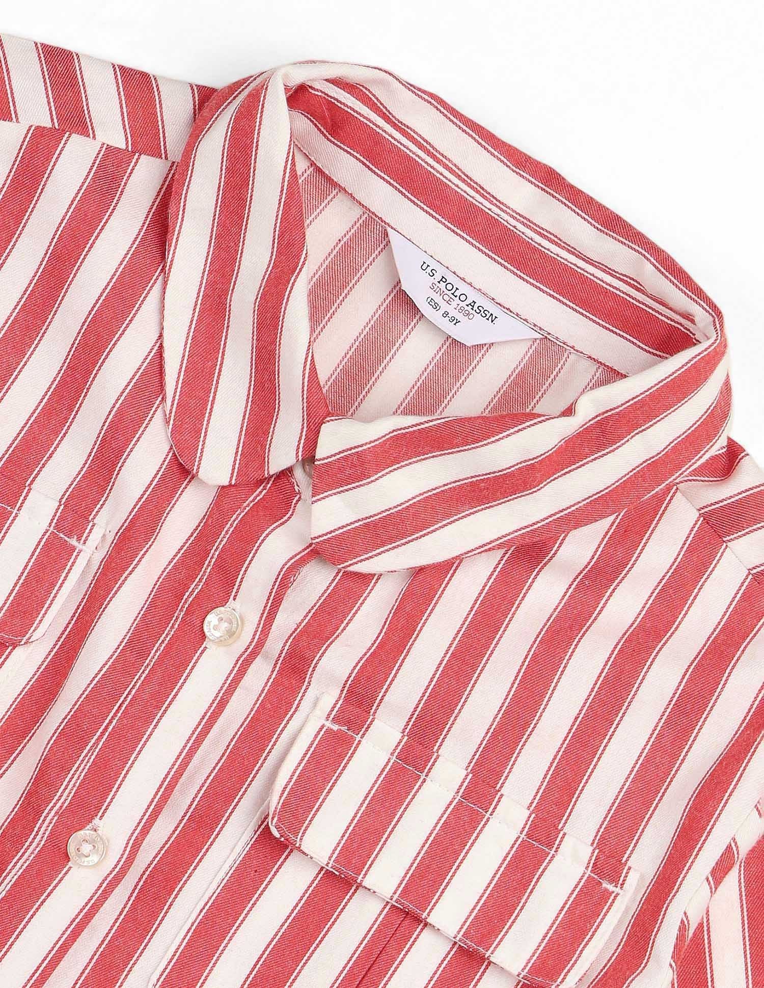 Girls Vertical Striped Shirt Dress Red - U.S. POLO ASSN. | Large