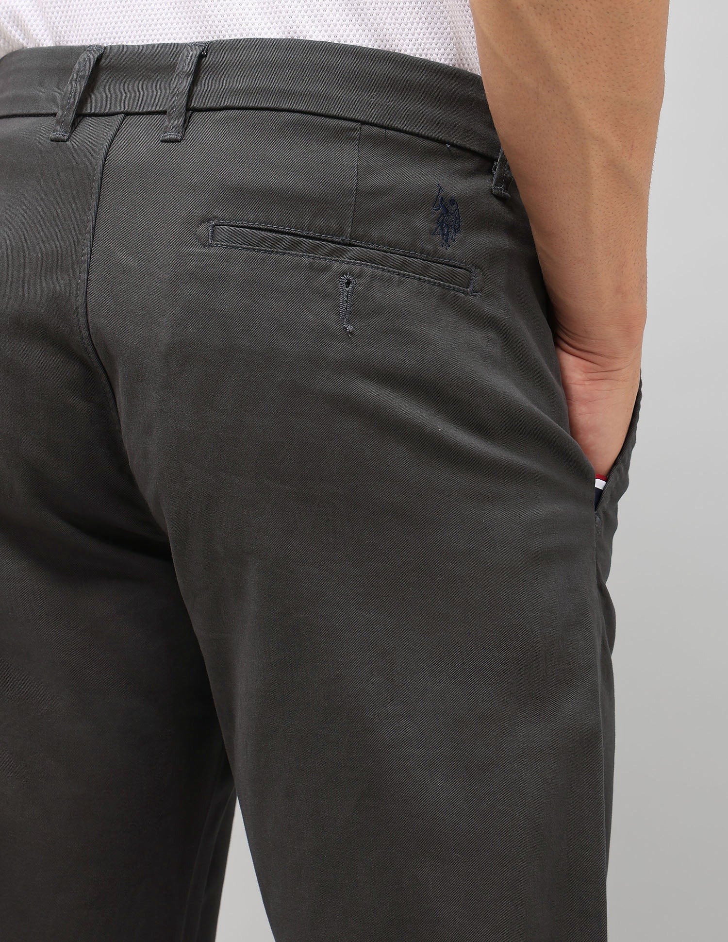 Twill Riley Straight Fit Trousers Dark Grey - U.S. POLO ASSN. | Large