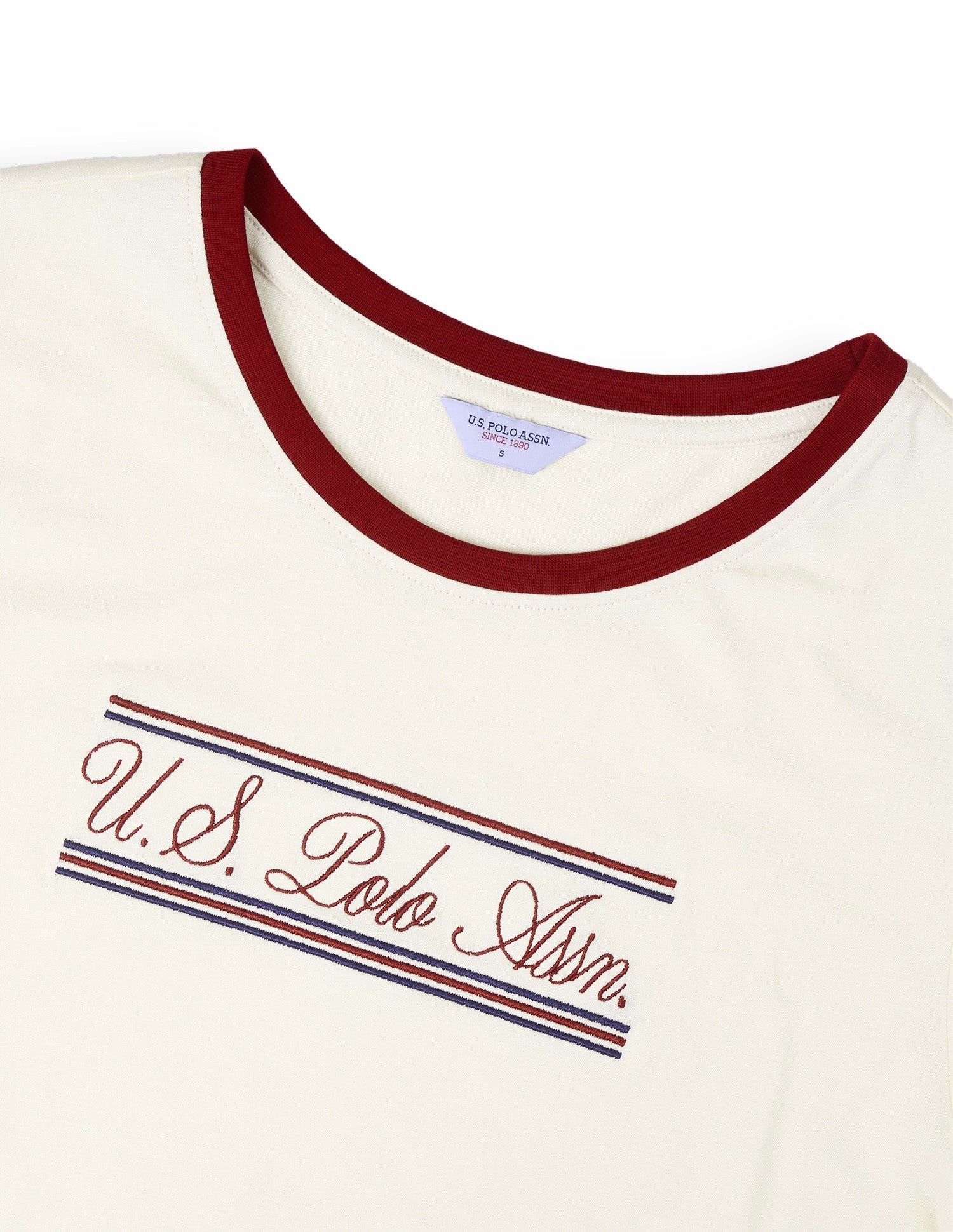 Brand Embroidered Regular Fit T-Shirt Ecru - U.S. Polo Assn. India | Large