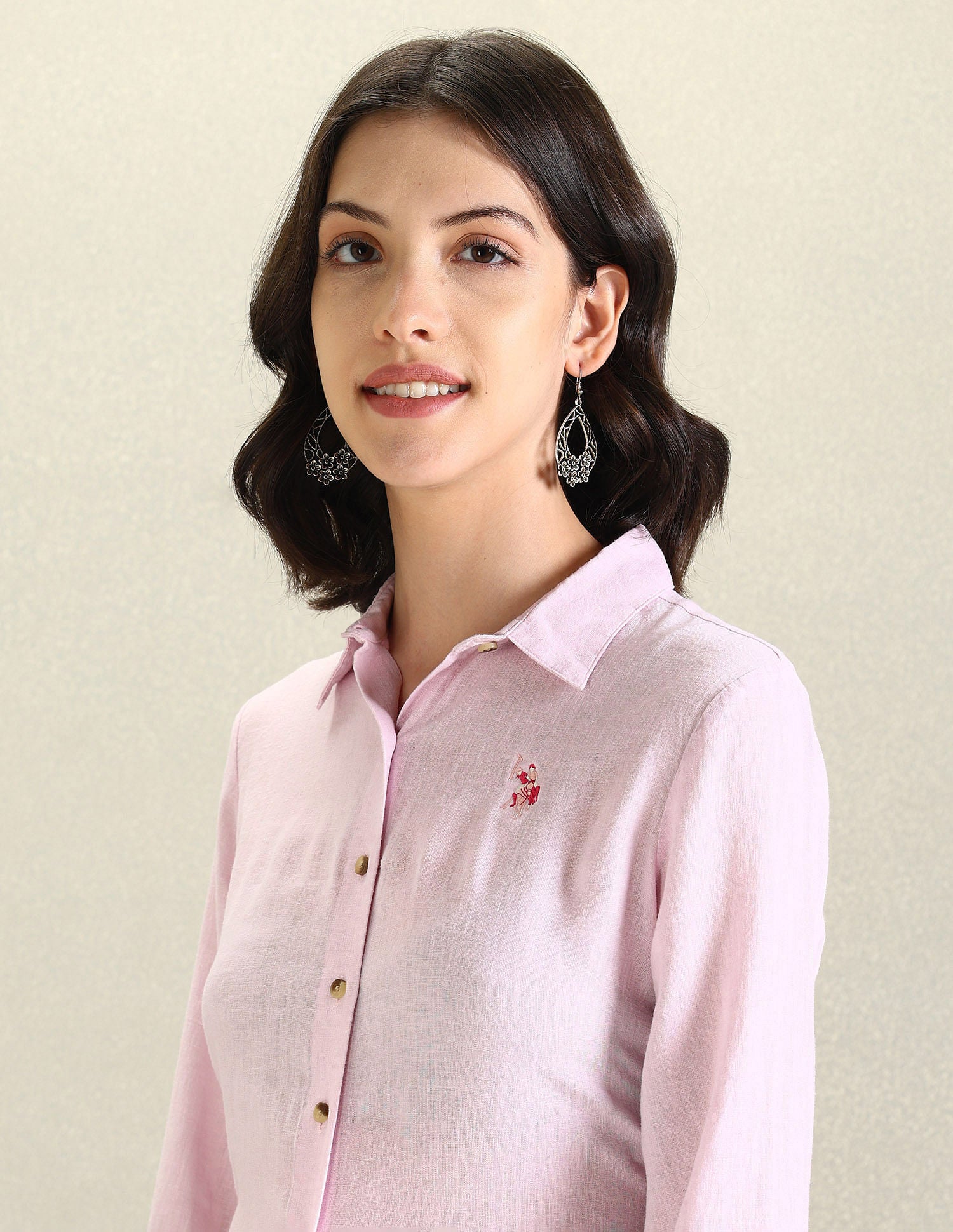 Spread Collar Linen Top Lavender - U.S. Polo Assn. India | Large