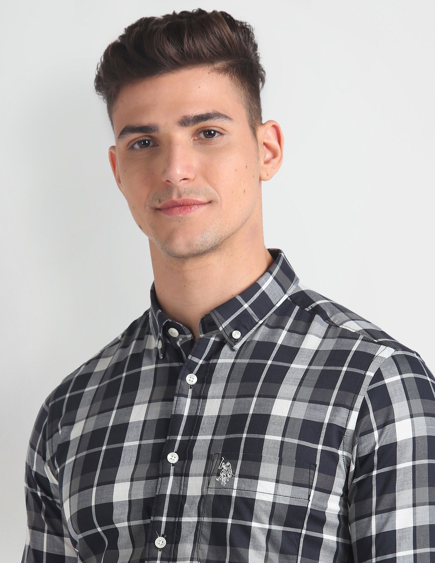 Tartan Check Slim Fit Shirt Black - U.S. Polo Assn. India | Large
