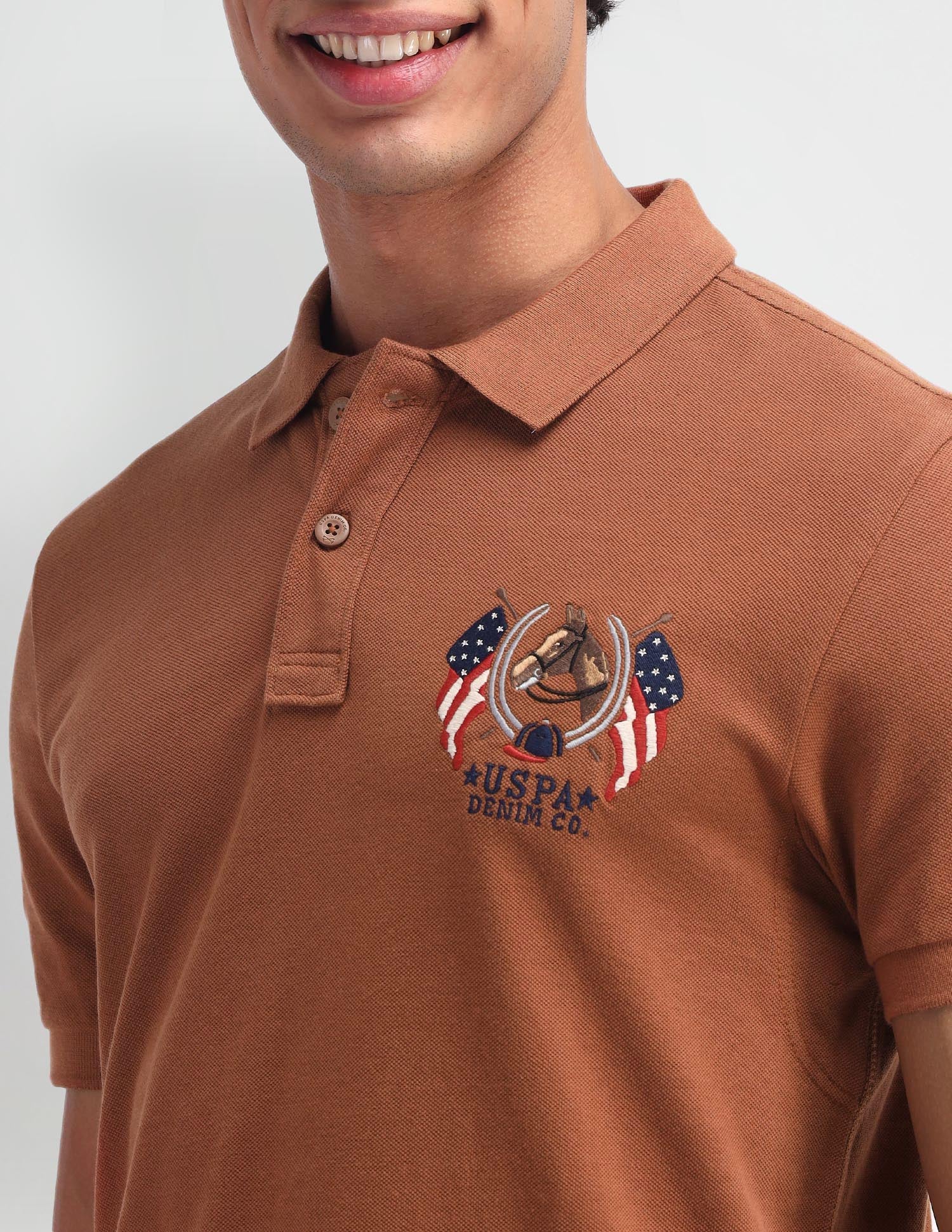 Brand Printed Pattern Muscle Fit Polo Shirt Autumn Leaf - U.S. Polo Assn. India | Large