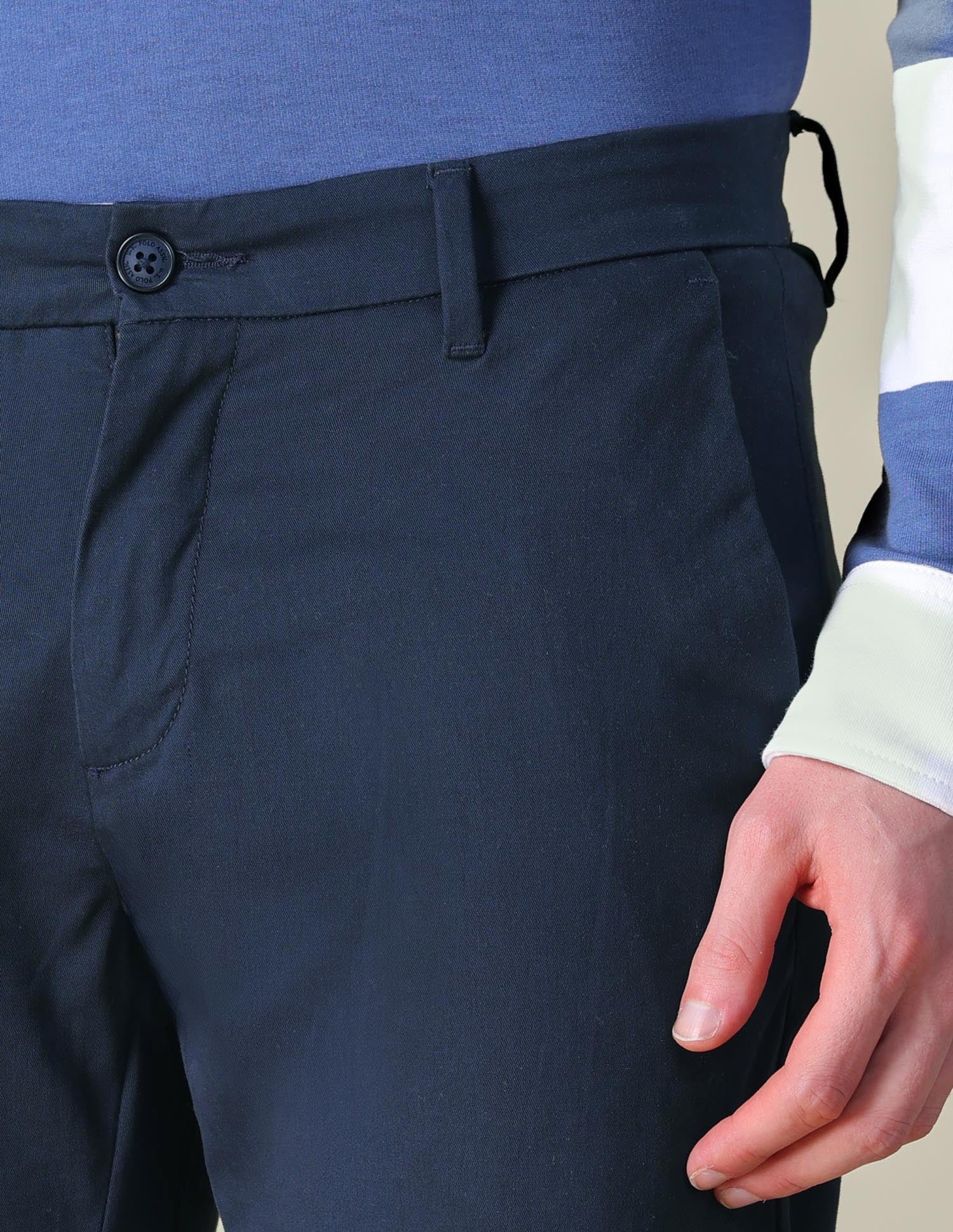 Twill Austin Trim Regular Fit Trousers Navy - U.S. POLO ASSN. | Large