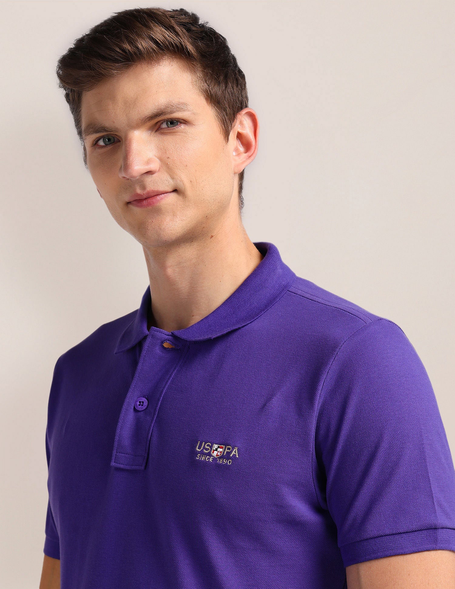 Solid Slim Fit Polo Shirt Violet - U.S. Polo Assn. India | Large
