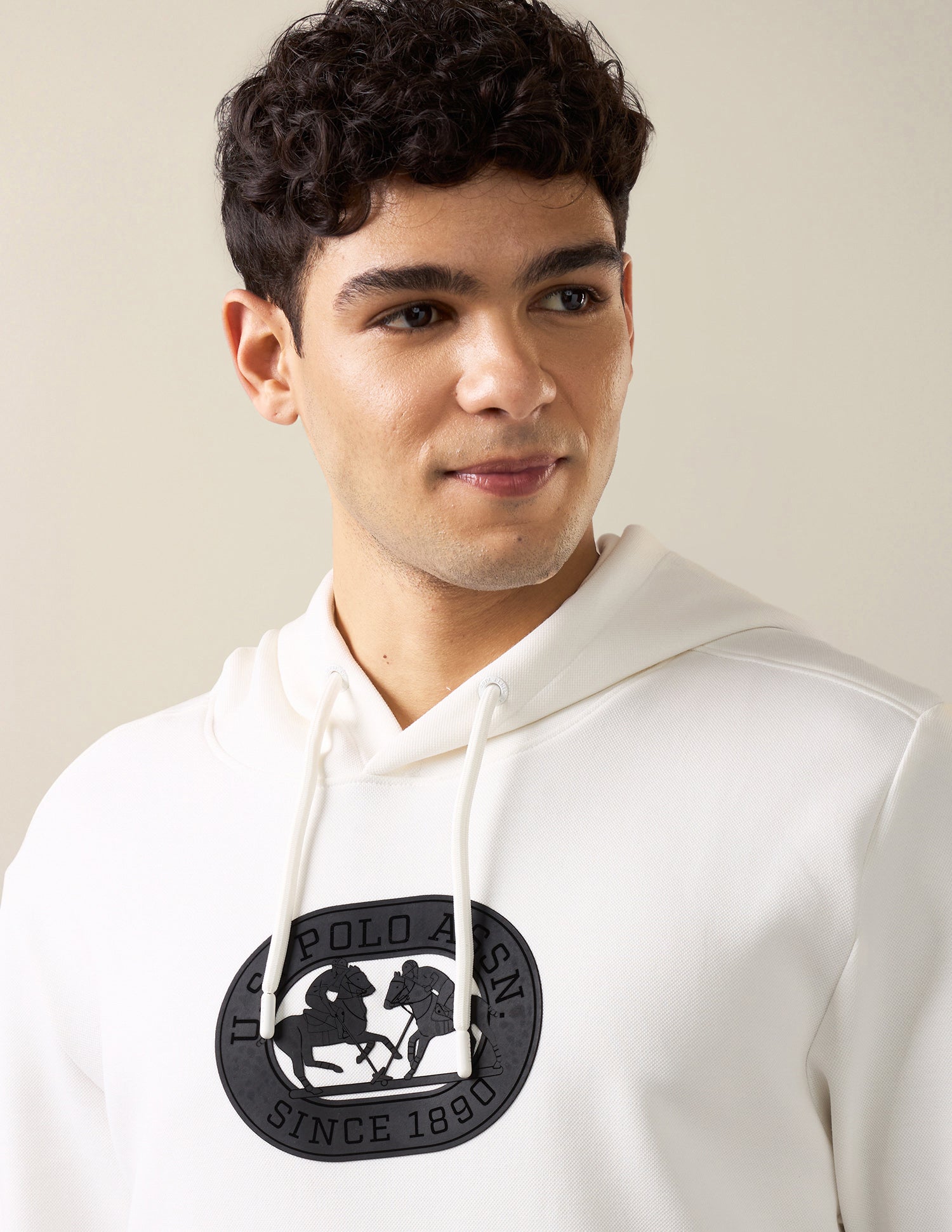 Brand Embossed Regular Fit Sweatshirt Ivory - U.S. Polo Assn. India | Large