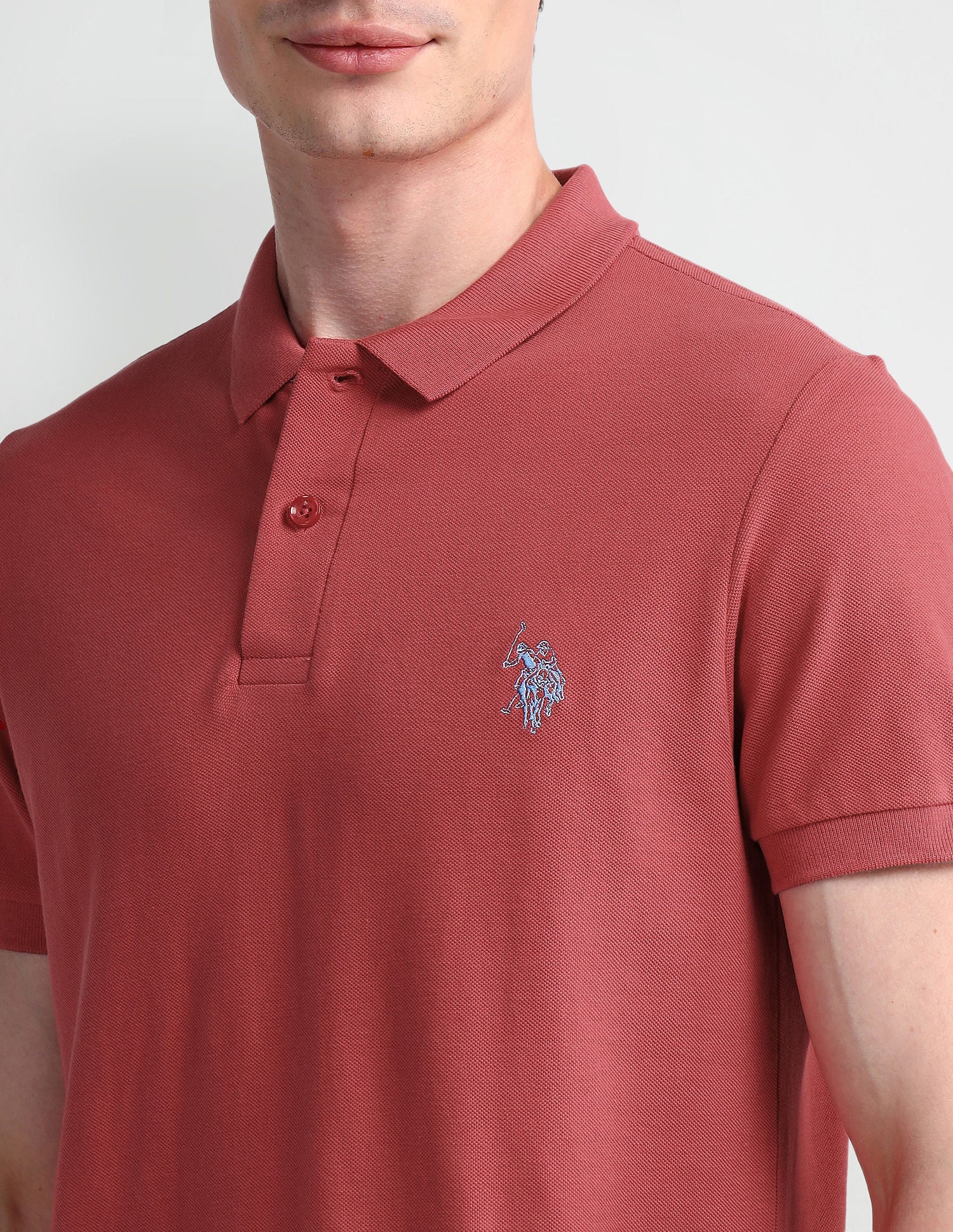 Muscle Fit Solid Polo Shirt Pink - U.S. Polo Assn. India | Large