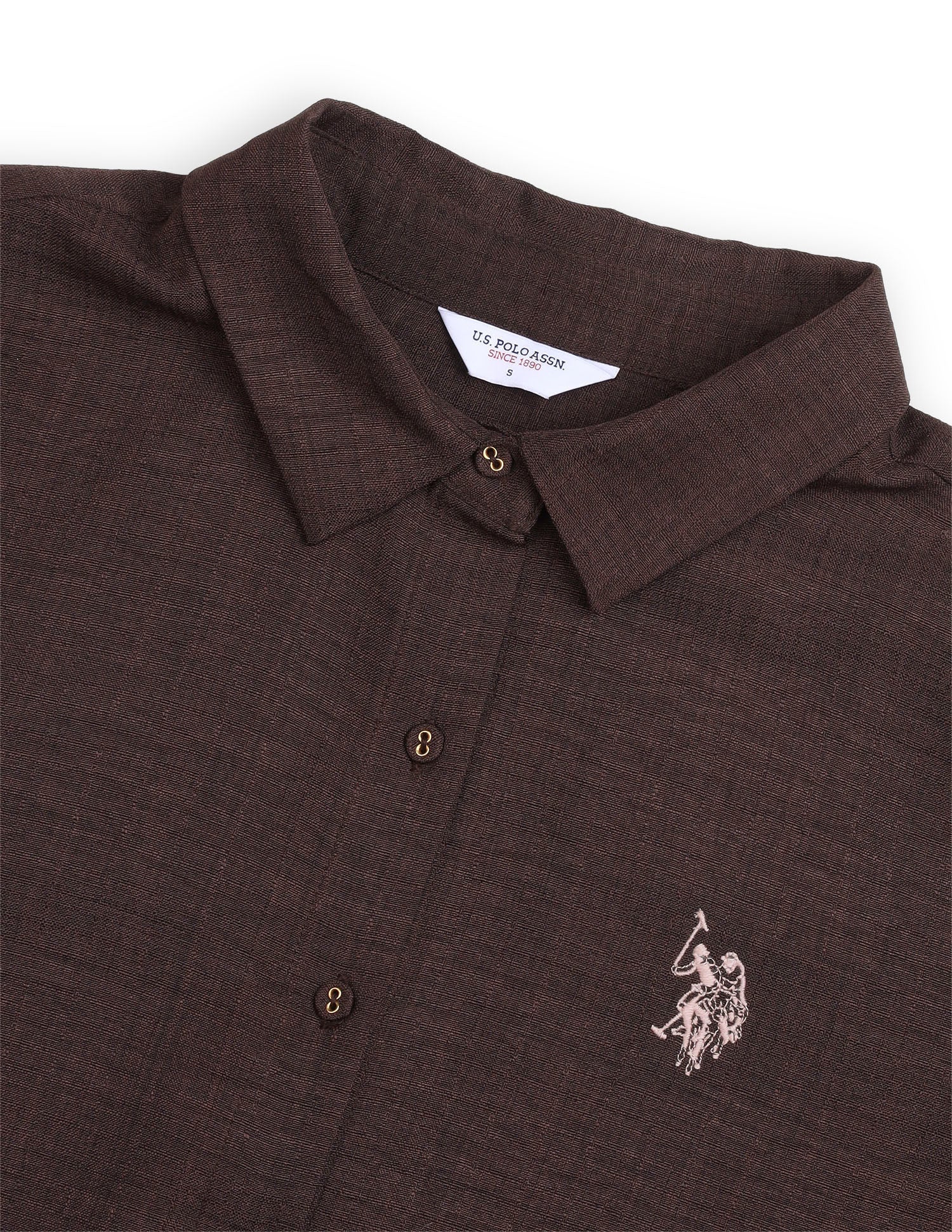 Solid Regular Fit Shirt Brown - U.S. Polo Assn. India | Large
