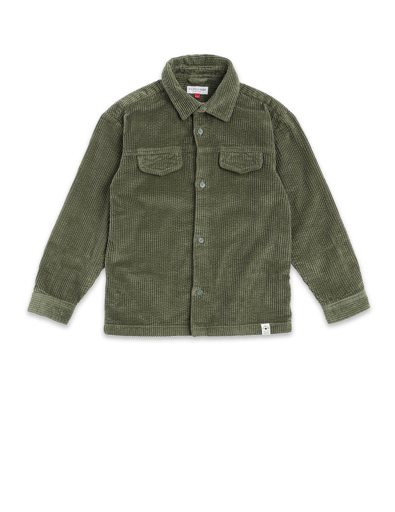 Boys Corduroy Regular Fit Shacket Olive - U.S. POLO ASSN. | Large